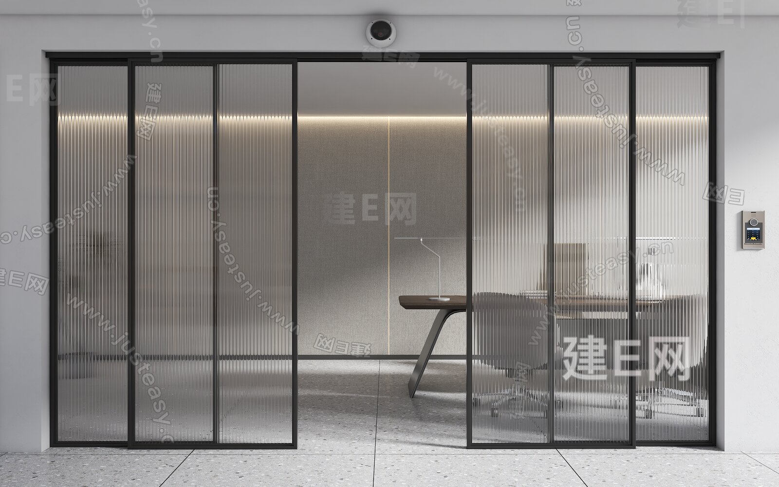 现代智能玻璃移门模型SU模型下载[ID:114578113]_建e网su模型