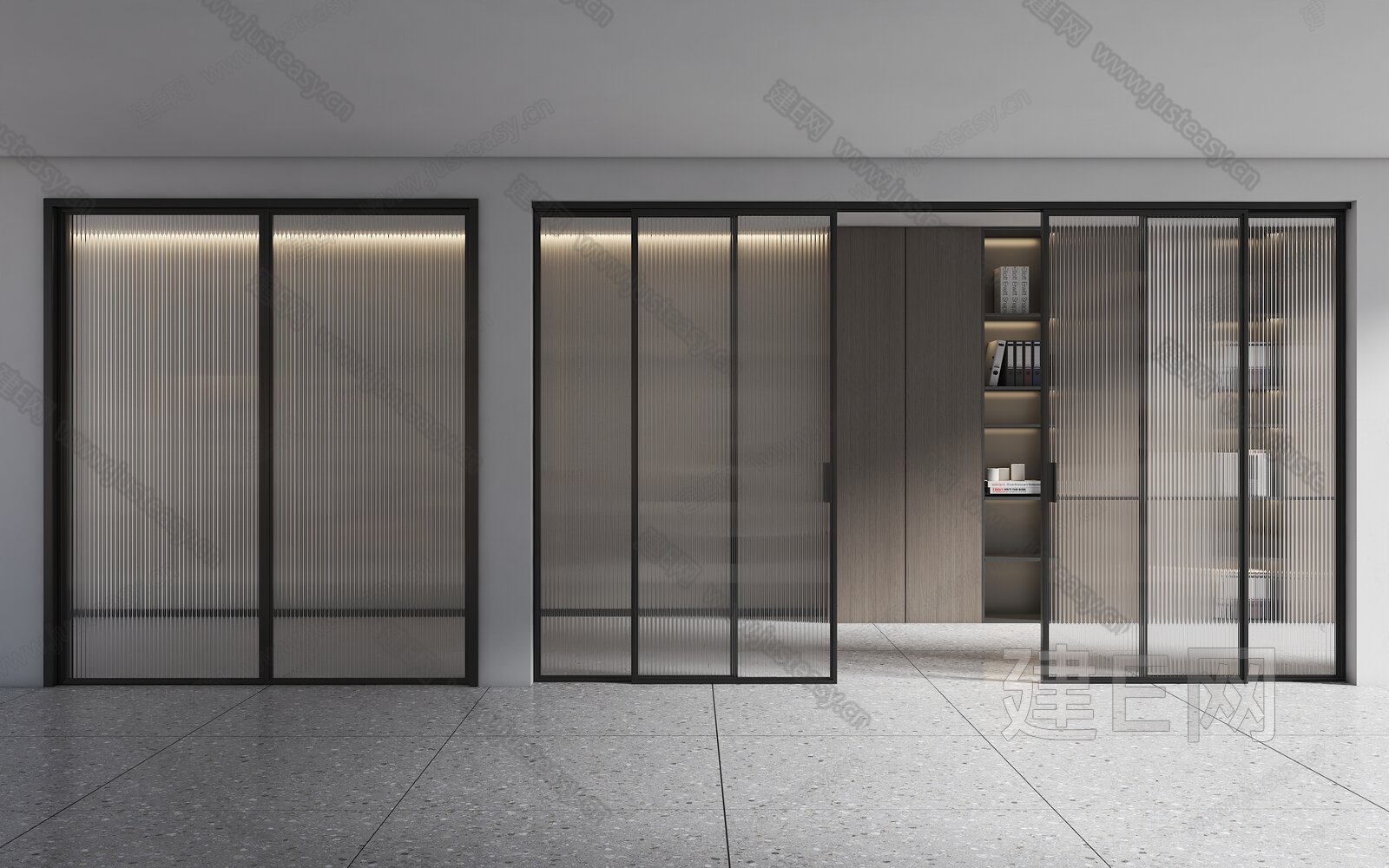 现代玻璃移门模型SU模型下载[ID:114578152]_建e网su模型