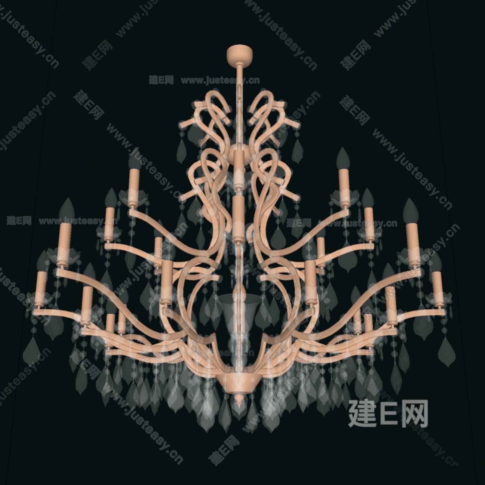 欧式古典水晶吊灯模型SU模型下载[ID:114578126]_建E室内设计网