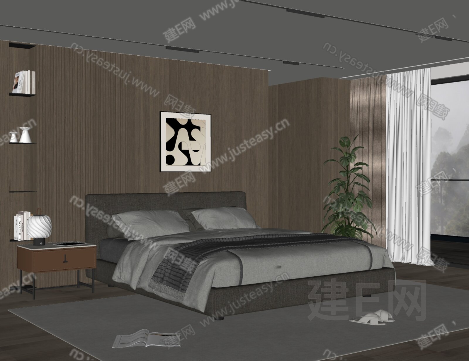 Minotti米洛提 现代双人床模型SU模型下载[ID:114315971]_建E室内设计网