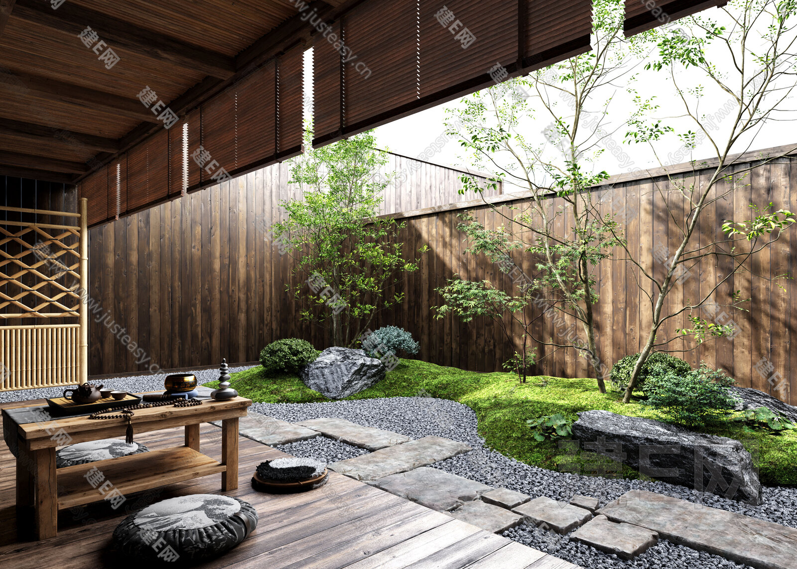 禅意天井庭院景观模型SU模型下载[ID:114446904]_建e网su模型
