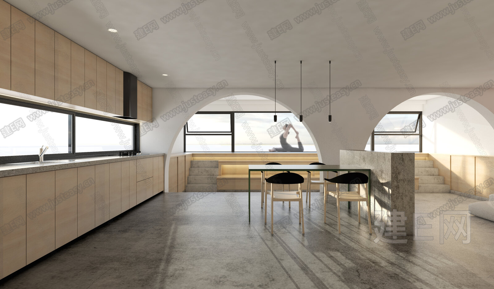现代极简客餐厅模型SU模型下载[ID:115298881]_建e网su模型
