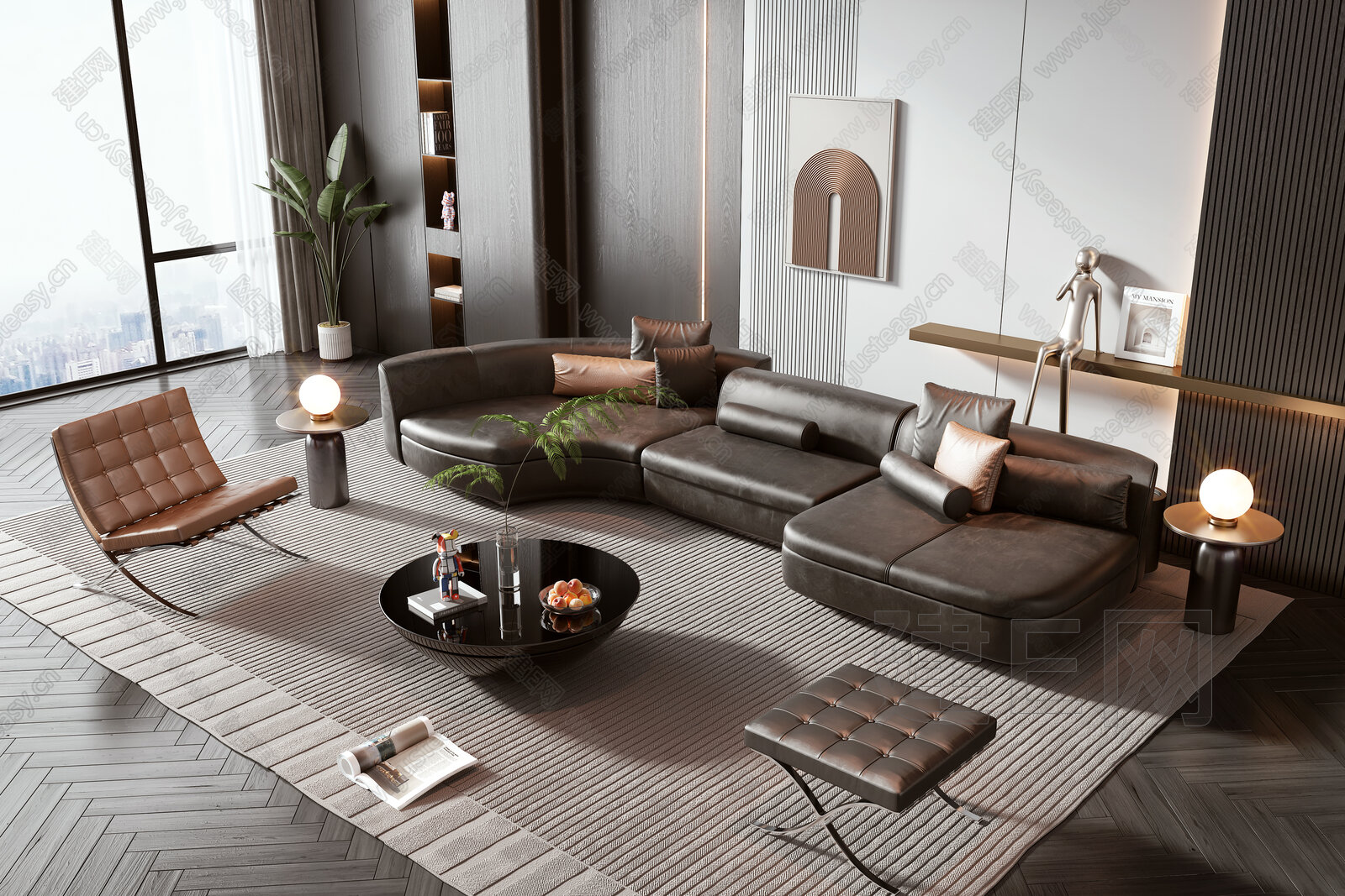 Minotti 现代沙发茶几组合模型SU模型下载[ID:115823175]_建e网su模型