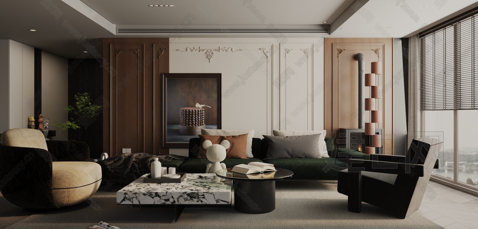 现代客厅模型SU模型下载[ID:114971331]_建e网su模型