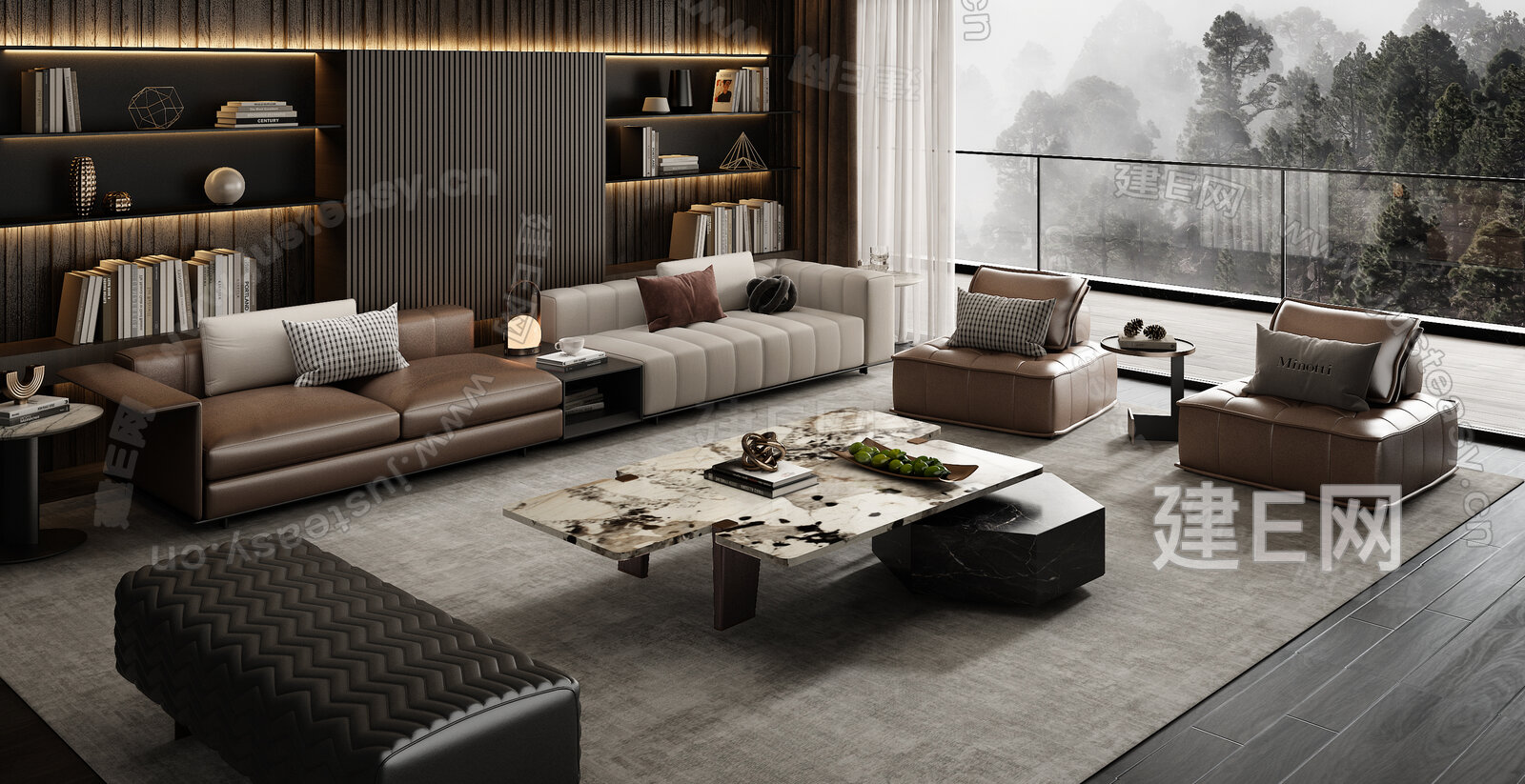 Minotti 米洛提现代沙发茶几模型SU模型下载[ID:114971139]_建e网su模型