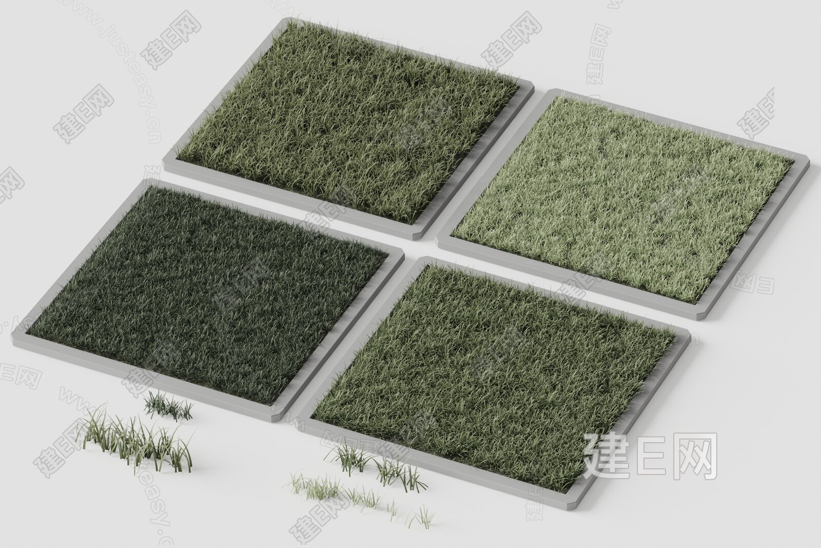 现代草坪模型SU模型下载[ID:115364356]_建E室内设计网