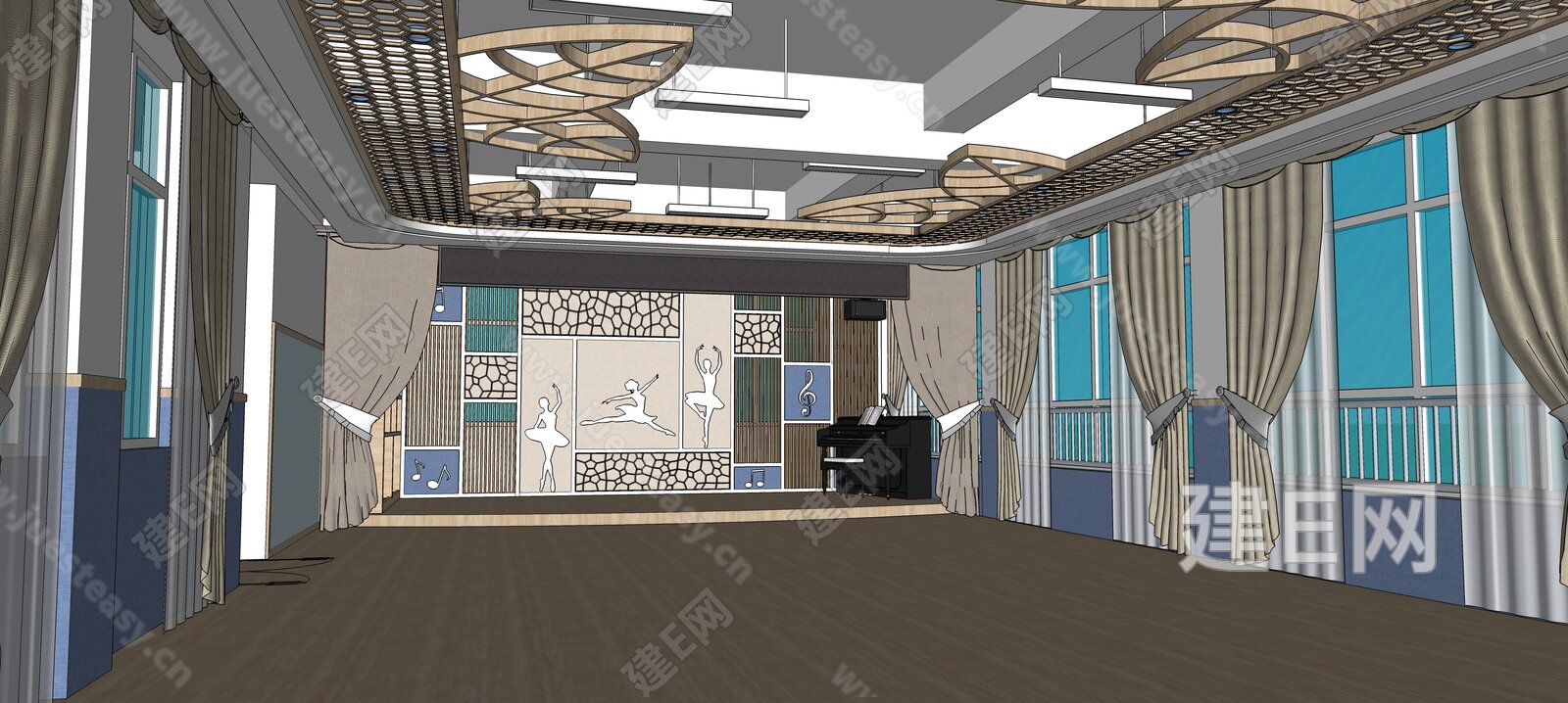 现代幼儿园内部SU模型模型SU模型下载[ID:115495555]_建E室内设计网