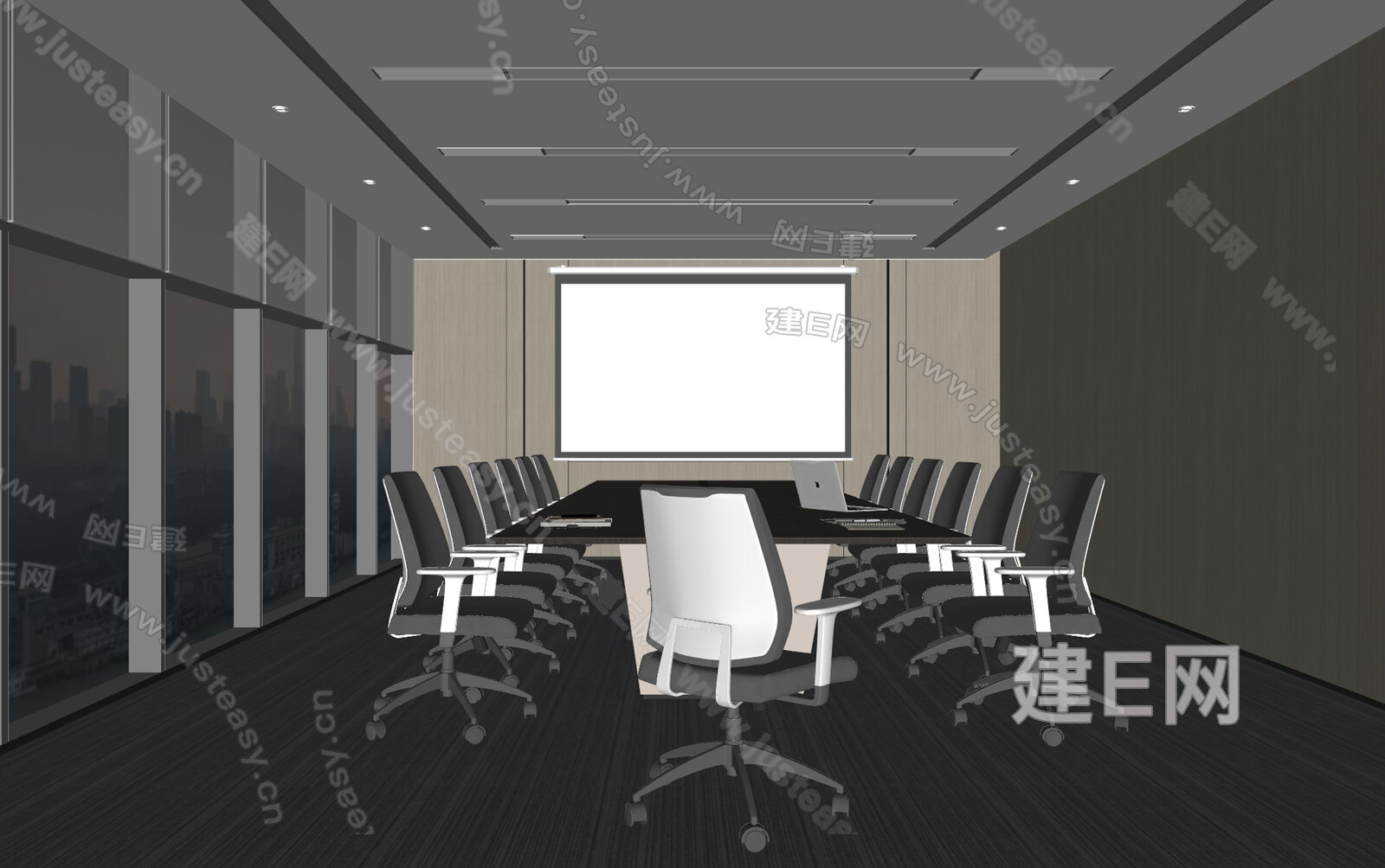 现代会议室模型SU模型下载[ID:116216351]_建E室内设计网