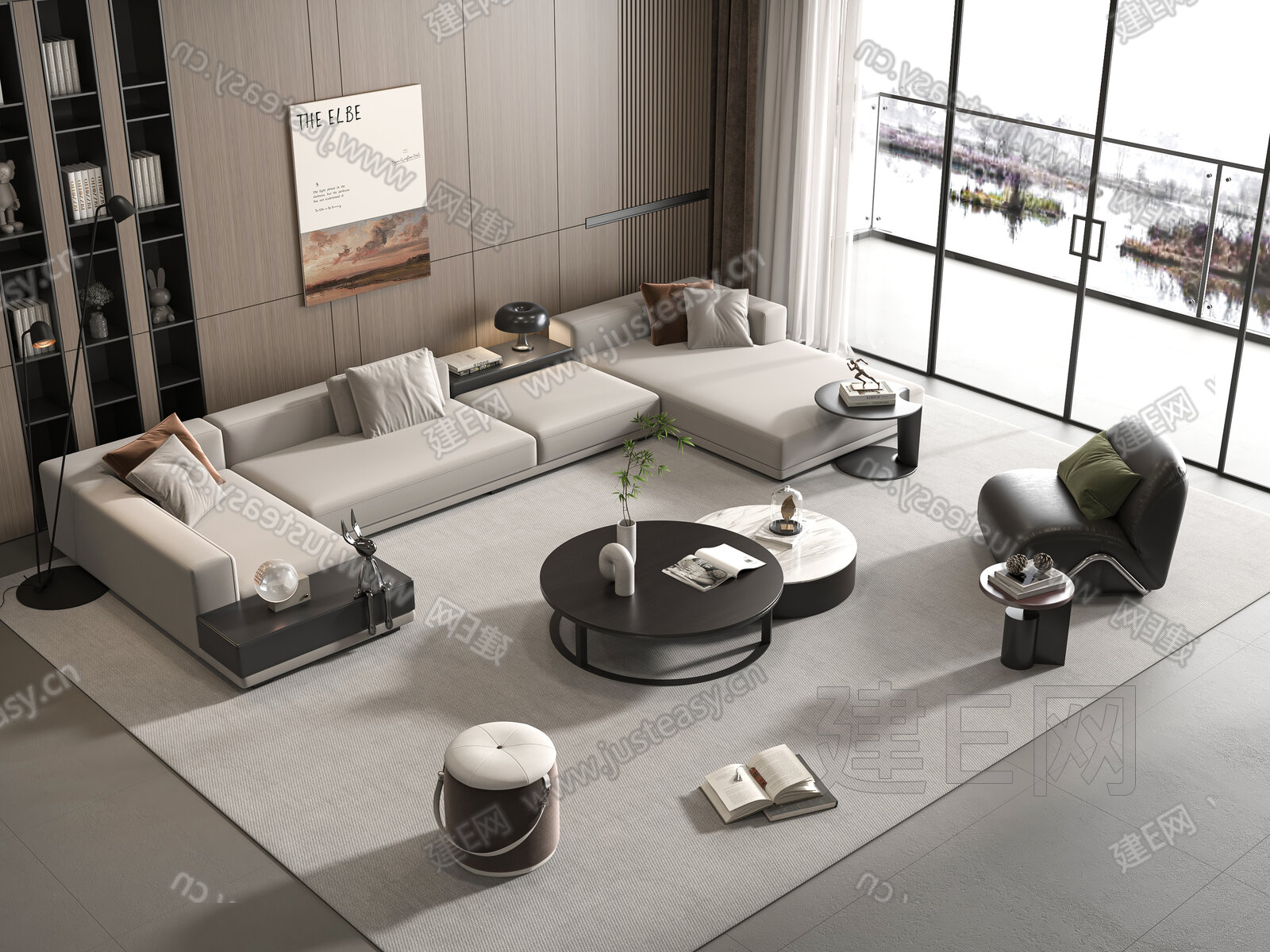 Minotti米洛提 现代沙发茶几组合模型SU模型下载[ID:116150870]_建E室内设计网
