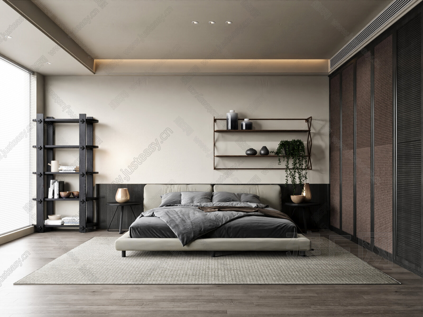 【现代中古风卧室3d模型】建e网_现代中古风卧室3d模型下载[ID:116153820]_打造3d现代中古风卧室模型免费下载平台