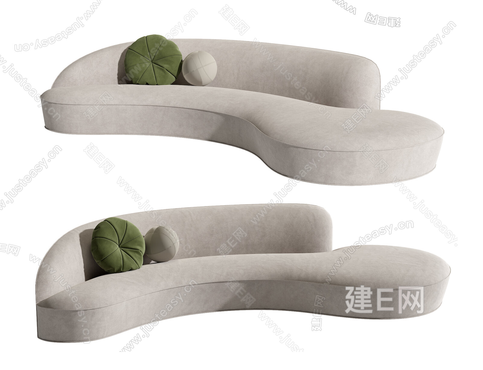 现代弧形沙发 布艺模型SU模型下载[ID:115888745]_建e网su模型