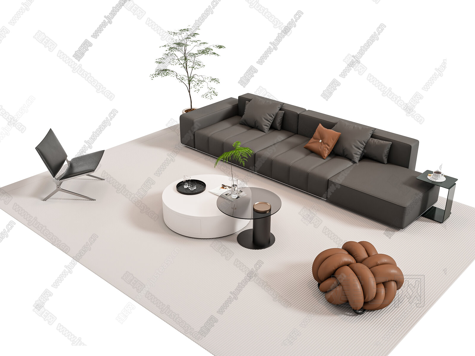 【现代沙发茶几组合3d模型】建e网_现代沙发茶几组合3d模型下载[ID:115891633]_打造3d现代沙发茶几组合模型免费下载平台