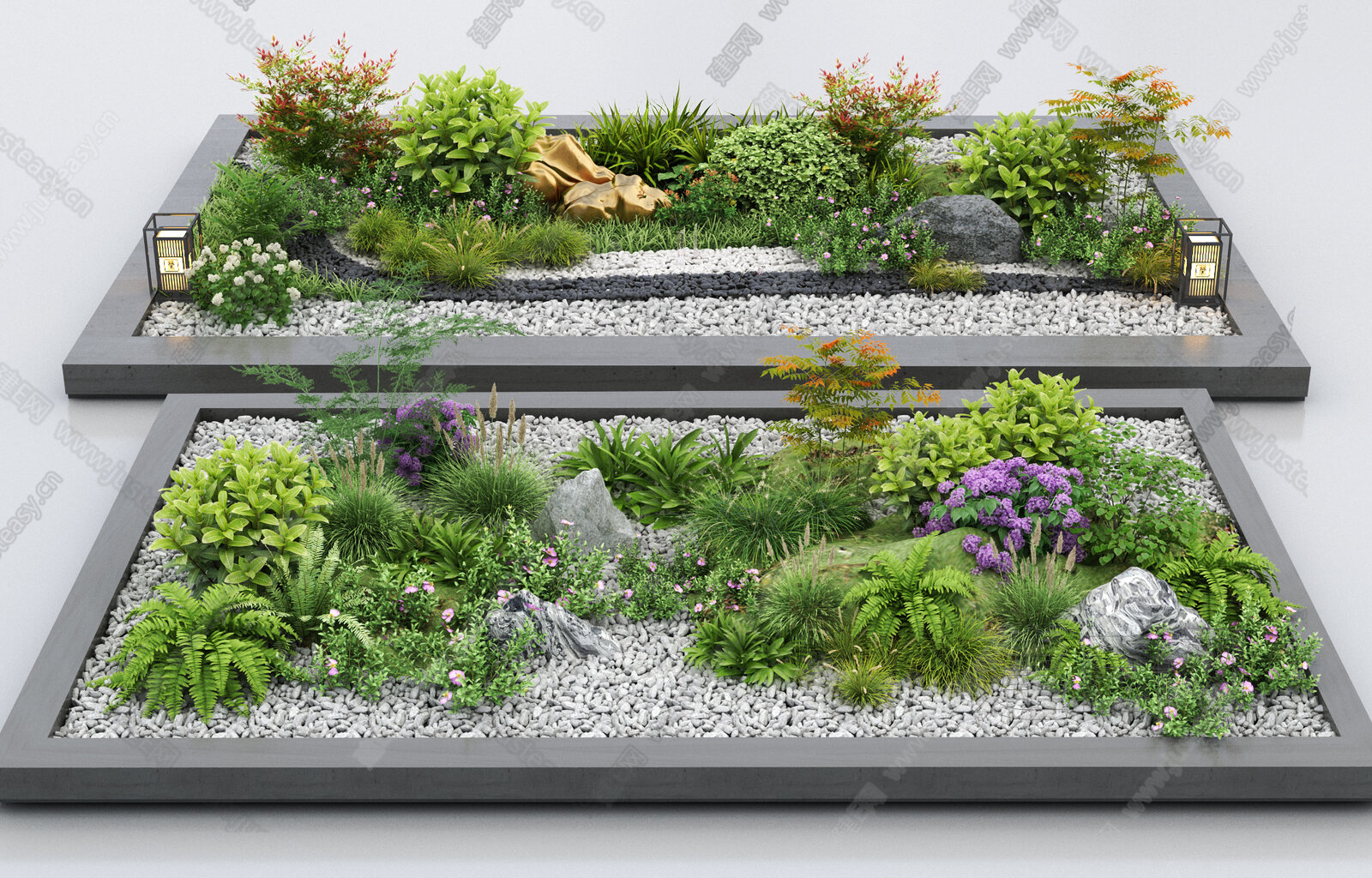 现代景观植物组合模型SU模型下载[ID:115888796]_建E室内设计网