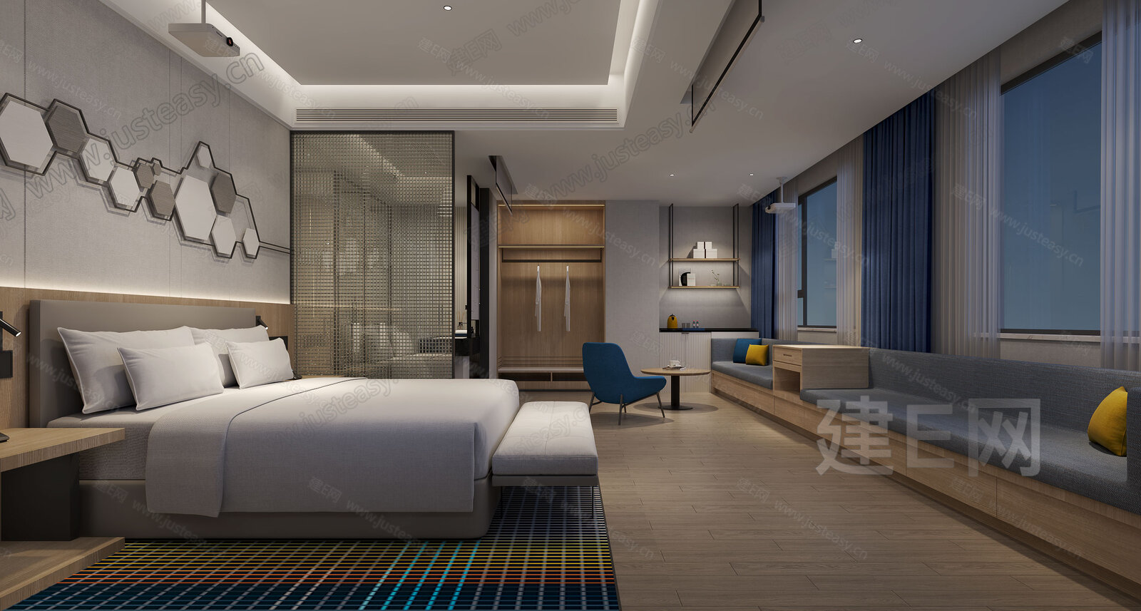 【现代酒店客房3d模型】建e网_现代酒店客房3d模型下载[ID:116612558]_打造3d现代酒店客房模型免费下载平台