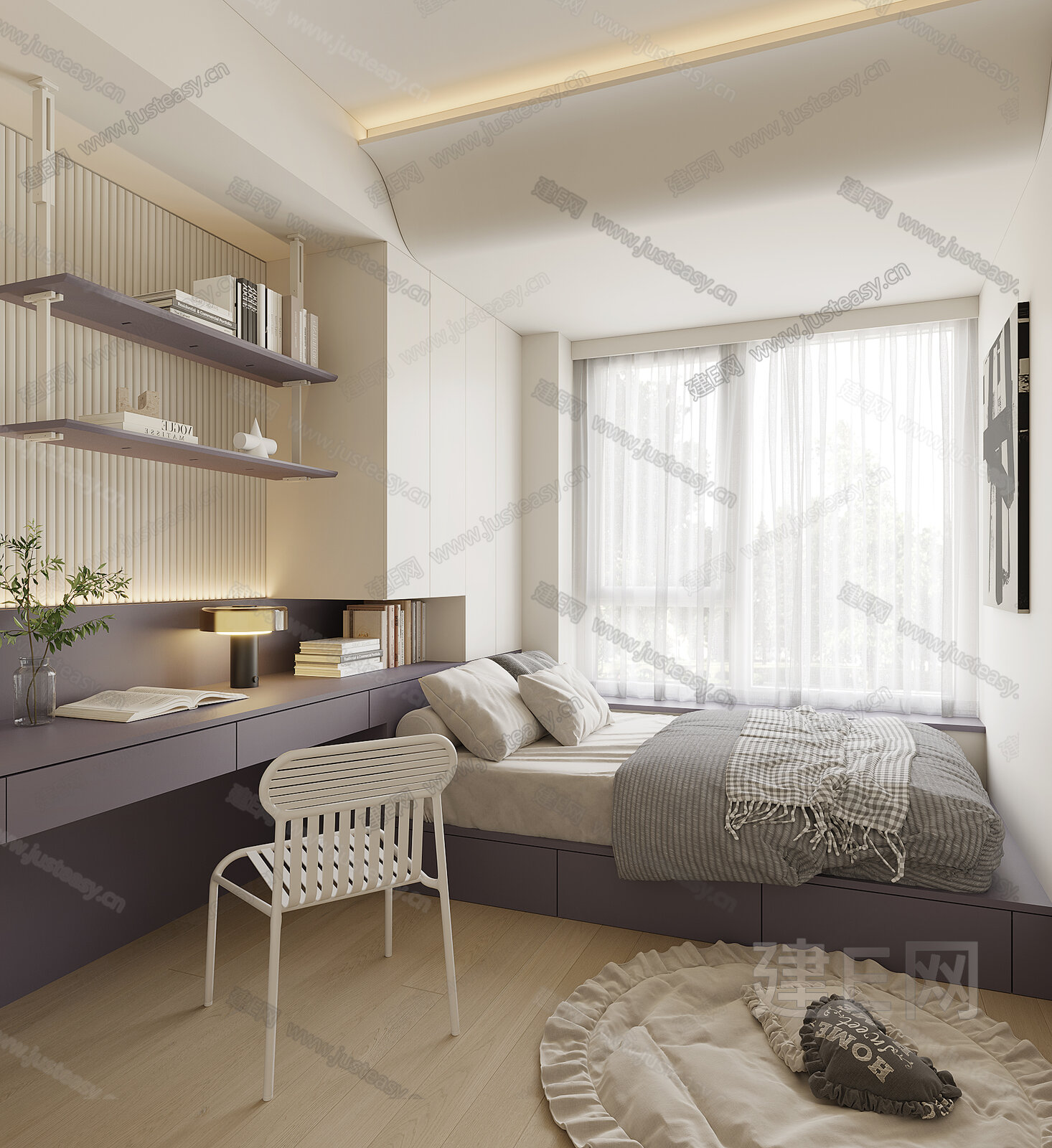 现代榻榻米卧室模型SU模型下载[ID:111563373]_建E室内设计网