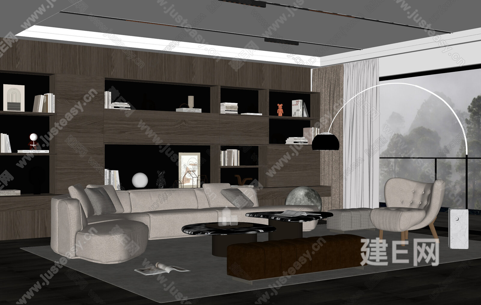 Minotti米洛提 现代沙发茶几组合模型SU模型下载[ID:116478691]_建e网su模型