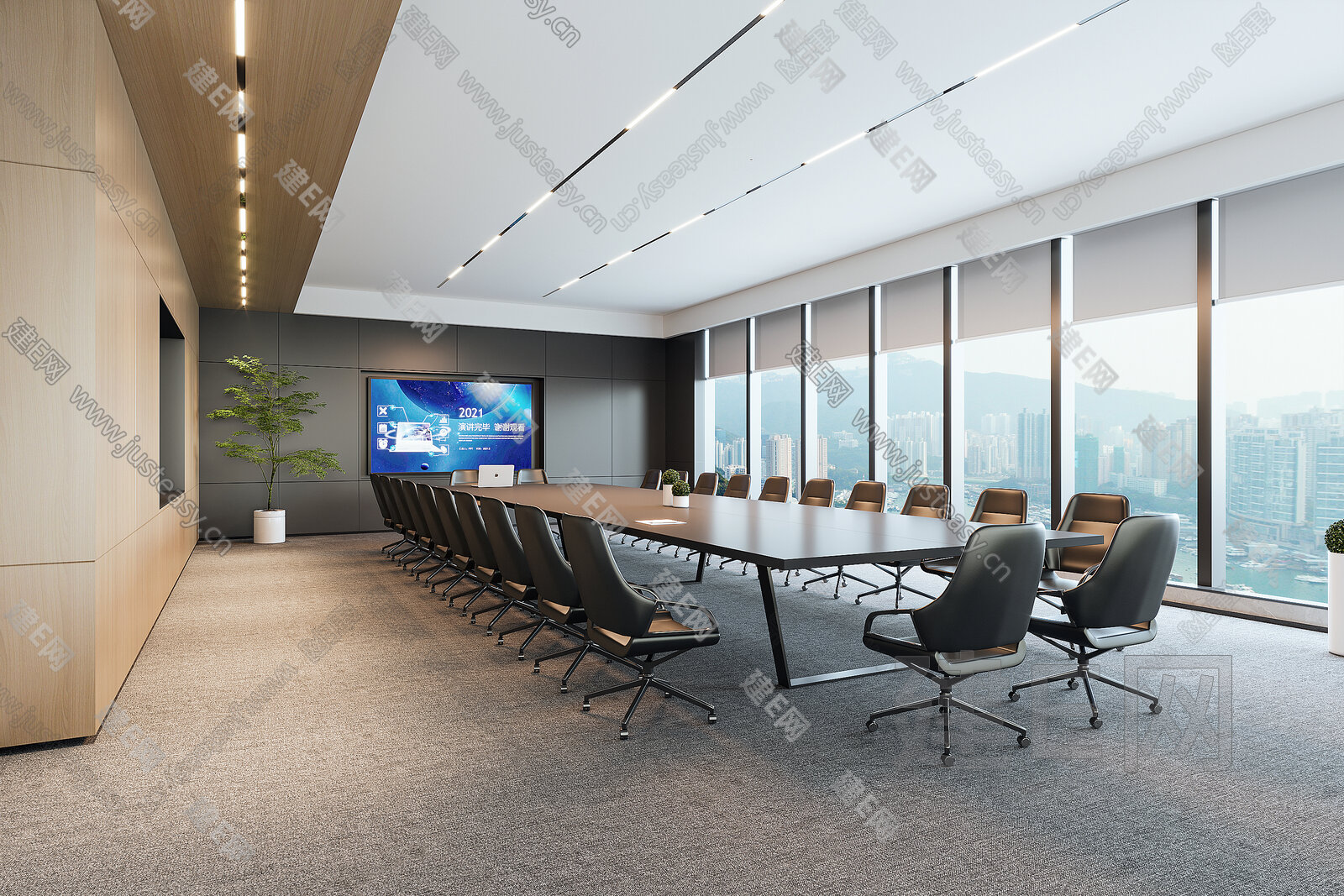 现代会议室3d模型下载[ID:117071295]_建e网3d模型