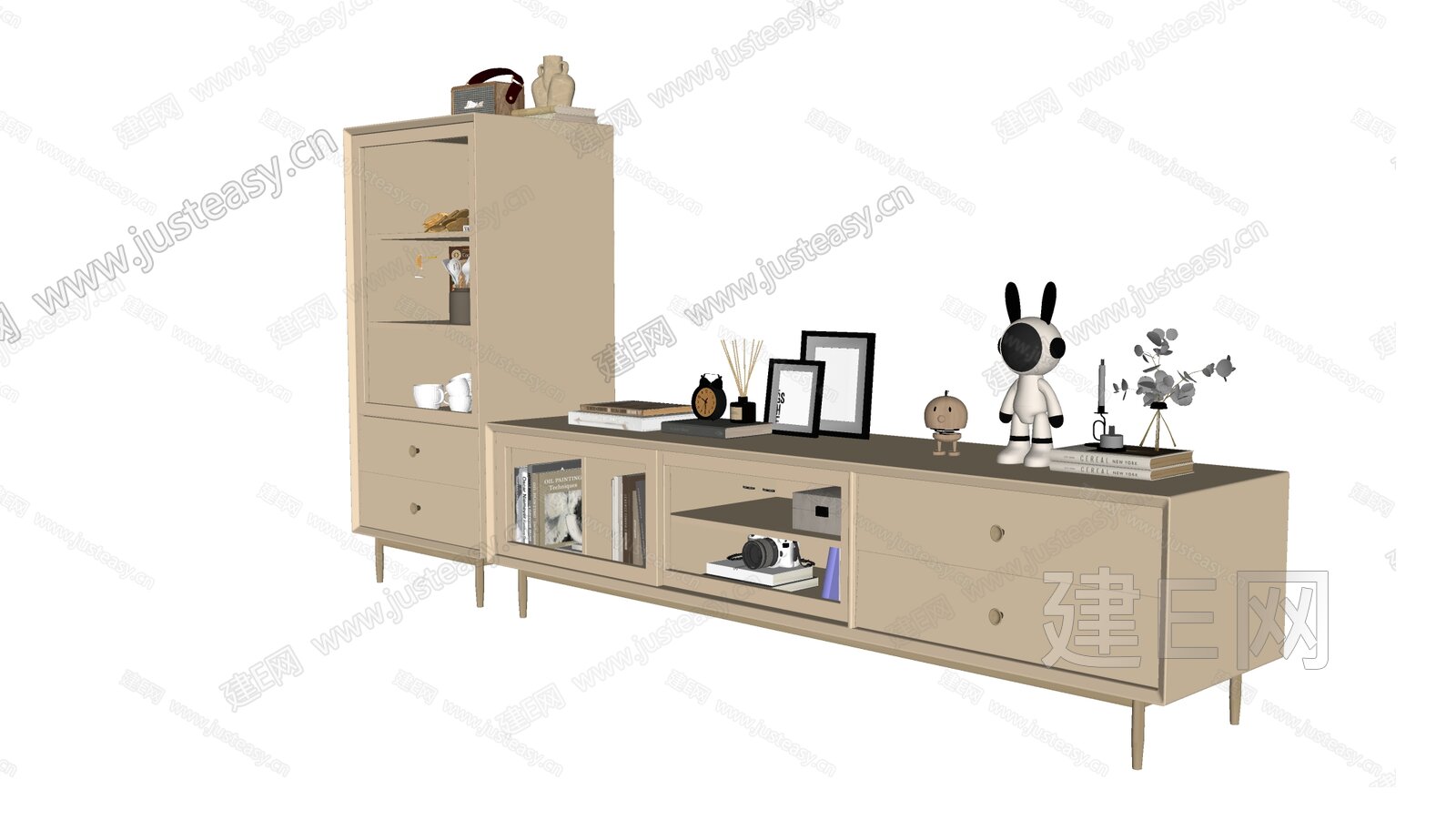 现代电视柜模型SU模型下载[ID:116609617]_建E室内设计网