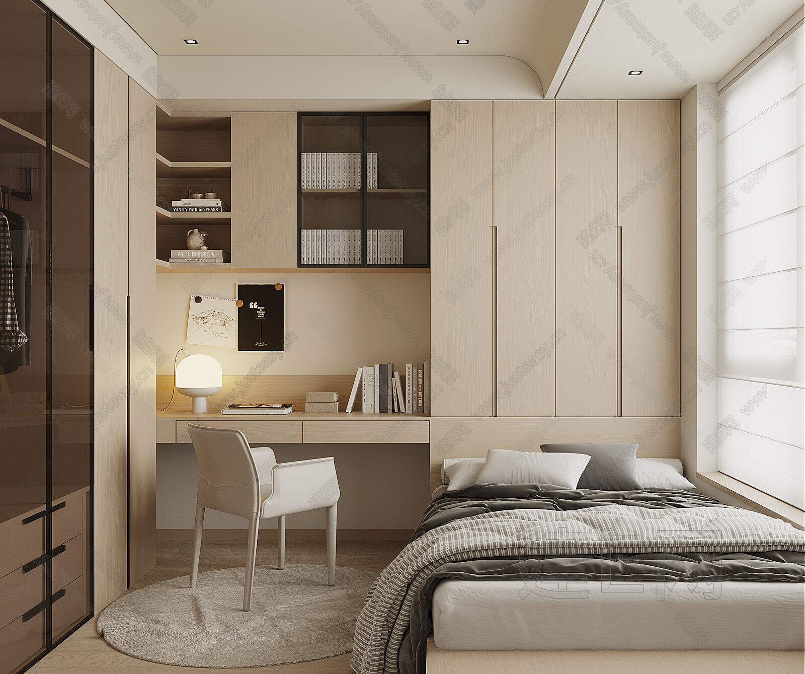 现代榻榻米卧室模型SU模型下载[ID:109859365]_建E室内设计网