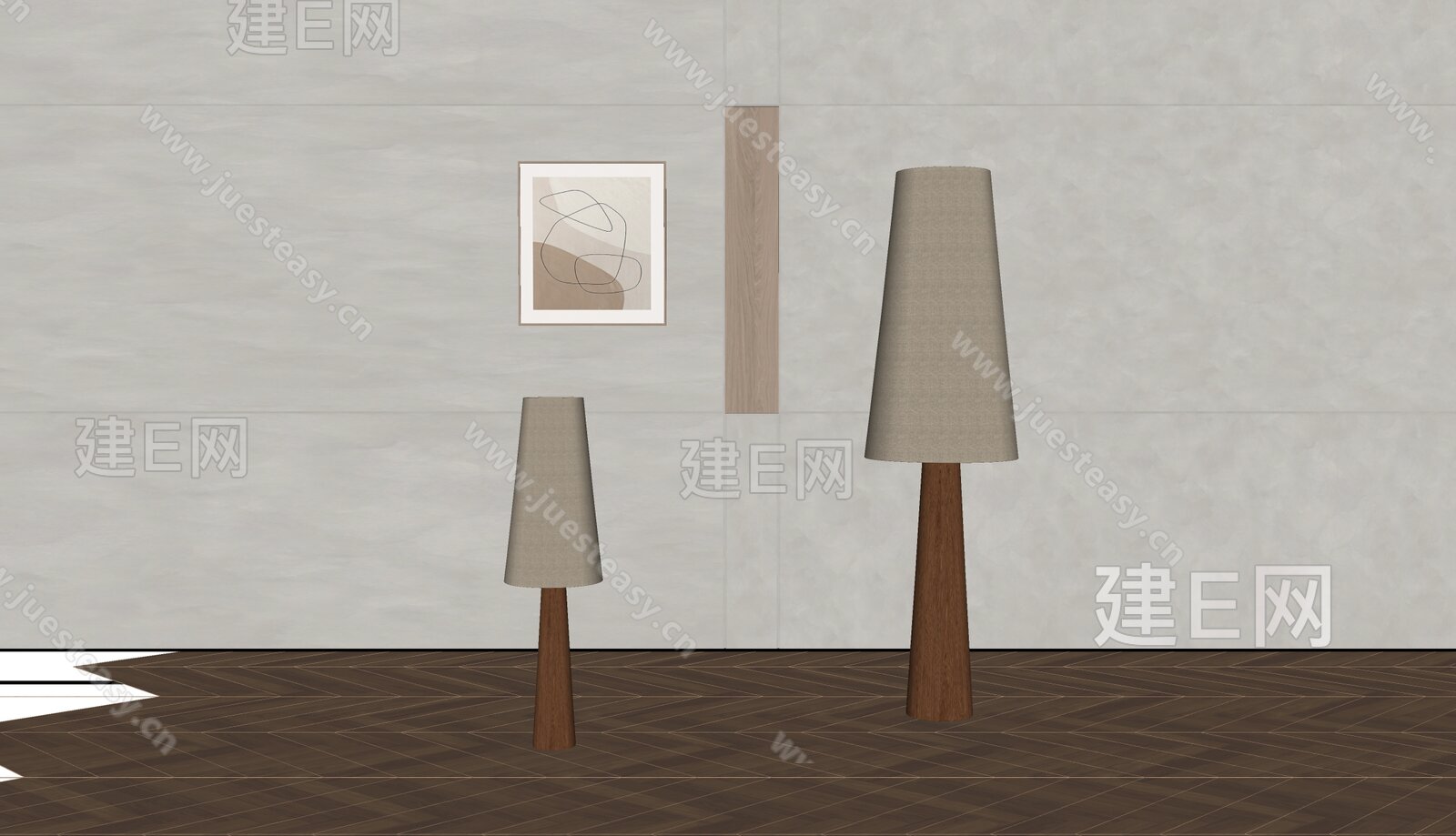 Kobble 侘寂风落地灯模型SU模型下载[ID:116544014]_建e网su模型
