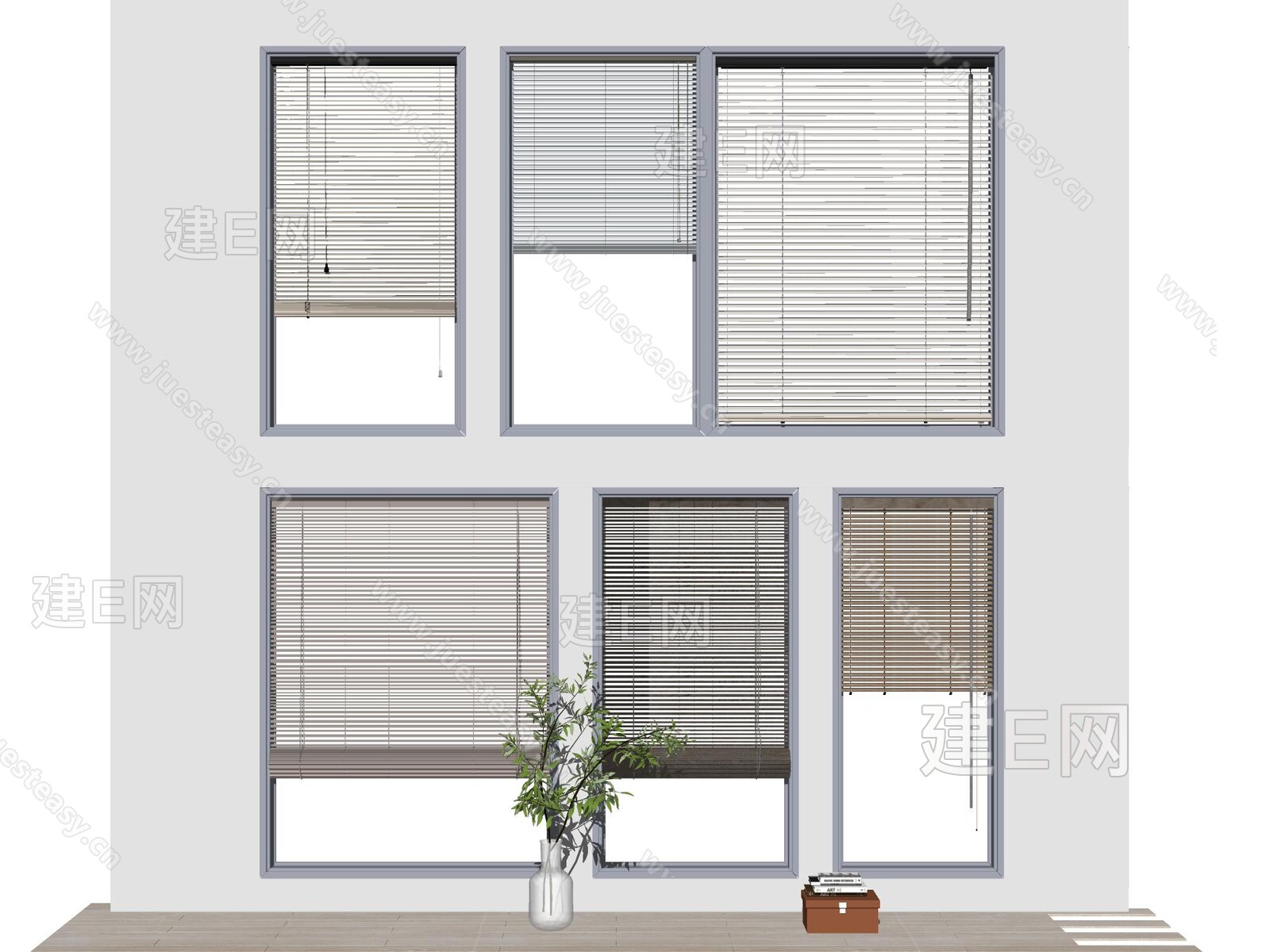 现代百叶帘模型SU模型下载[ID:116544113]_建E室内设计网