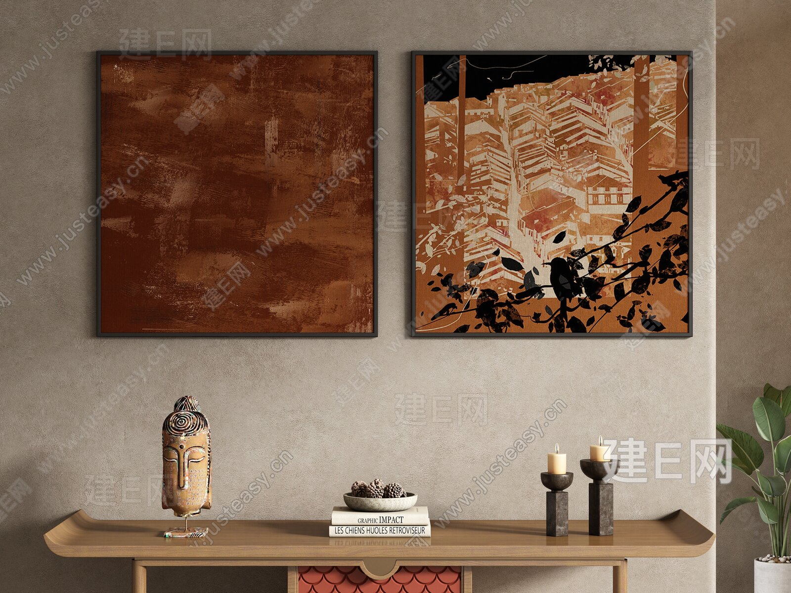 中古装饰画 抽象模型SU模型下载[ID:117068500]_建e网su模型