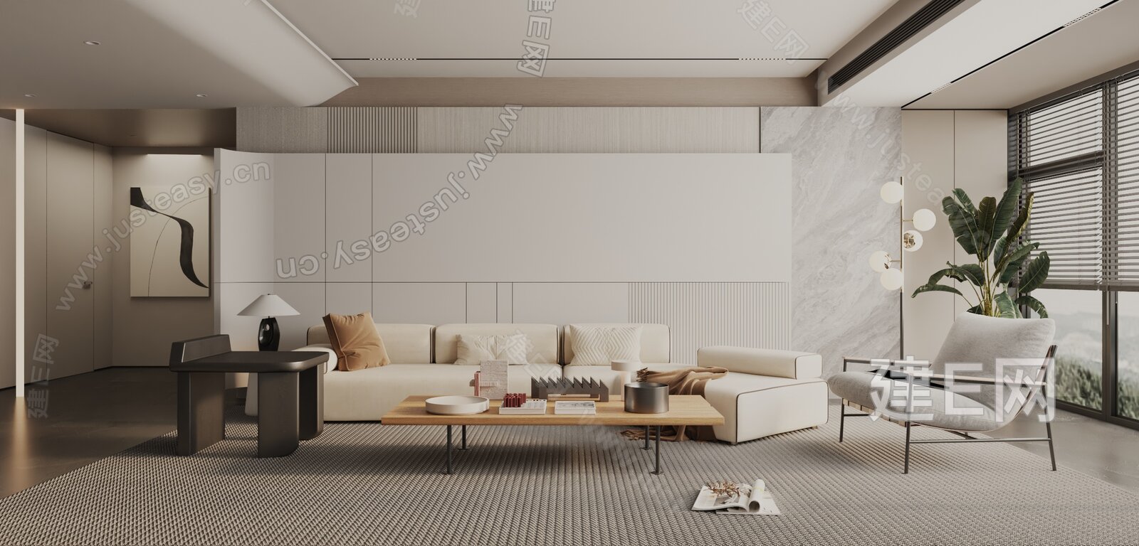 【现代客厅3d模型】建E网_现代客厅3d模型下载[ID:110058799]_打造3d现代客厅模型免费下载平台