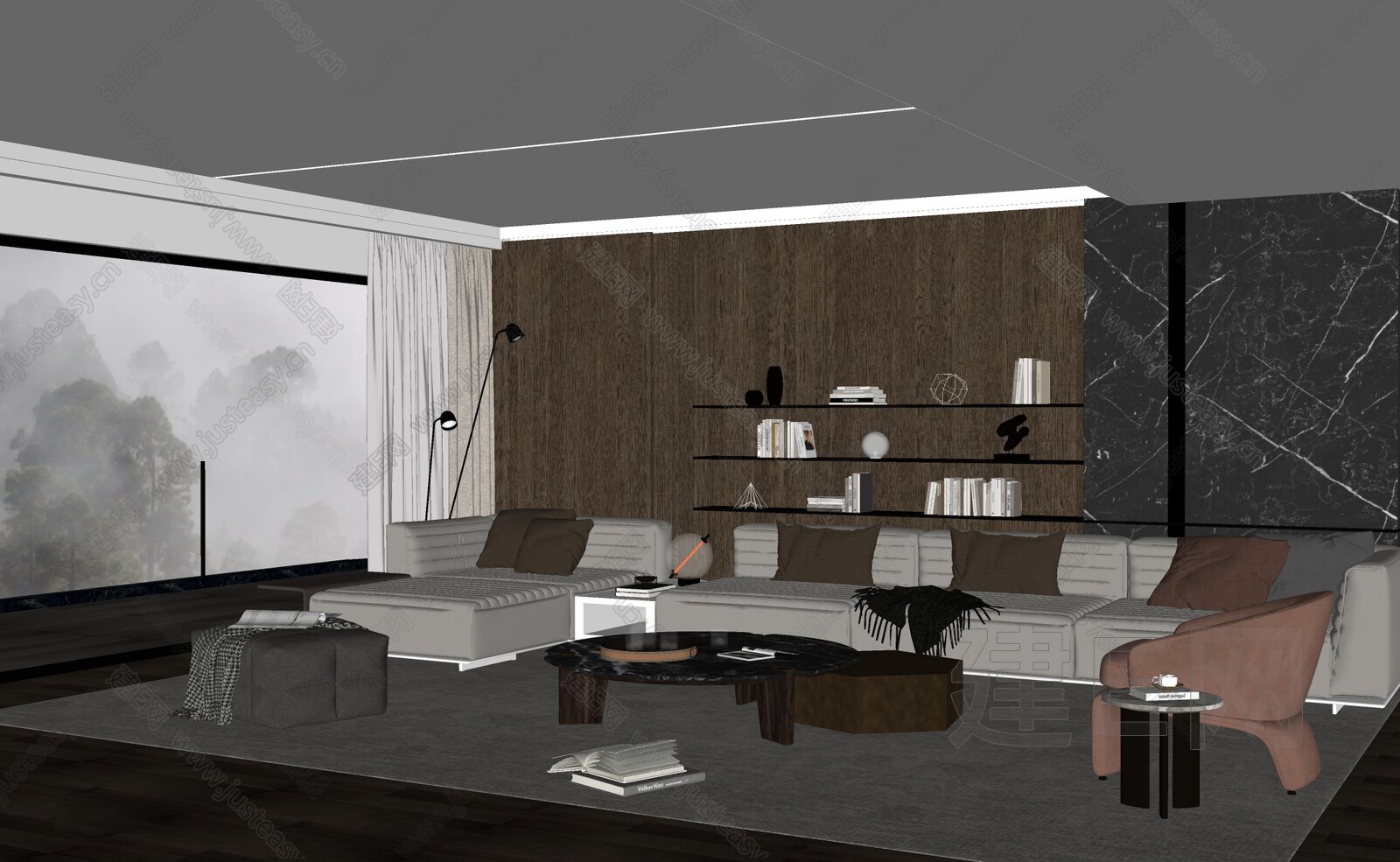 Minotti米洛提 现代沙发茶几组合模型SU模型下载[ID:117396033]_建e网su模型