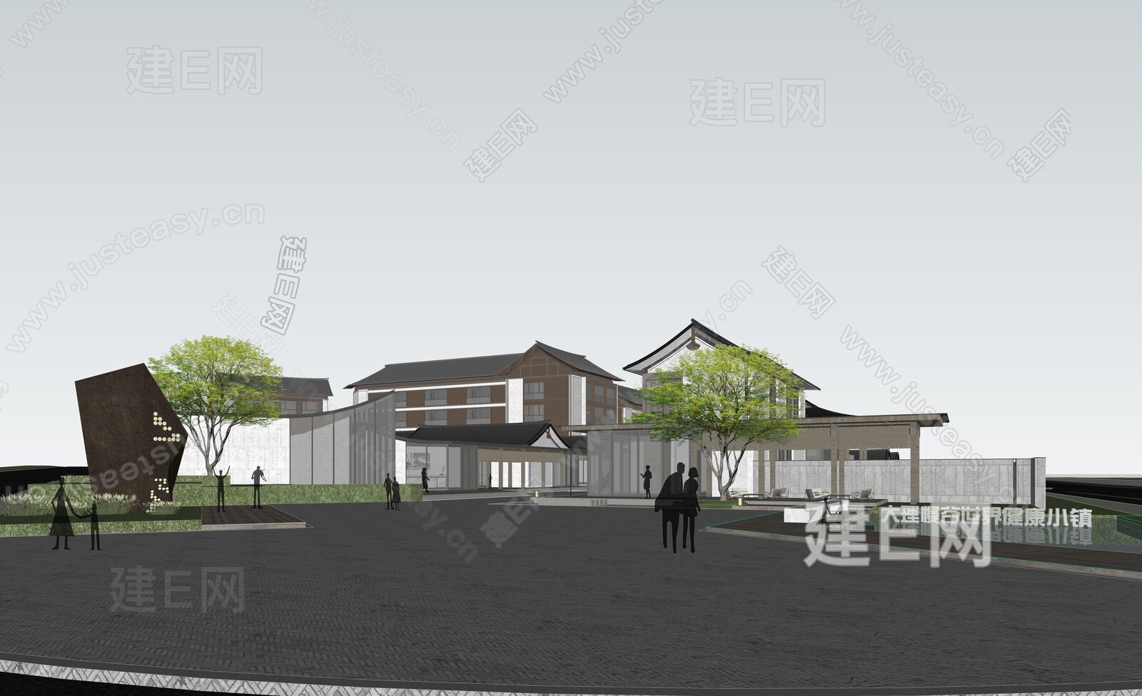 新中式商业街 模型SU模型下载[ID:117330517]_建E室内设计网