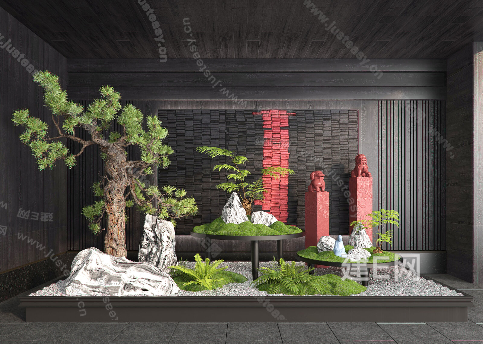 室内景观造景模型SU模型下载[ID:117330551]_建E室内设计网