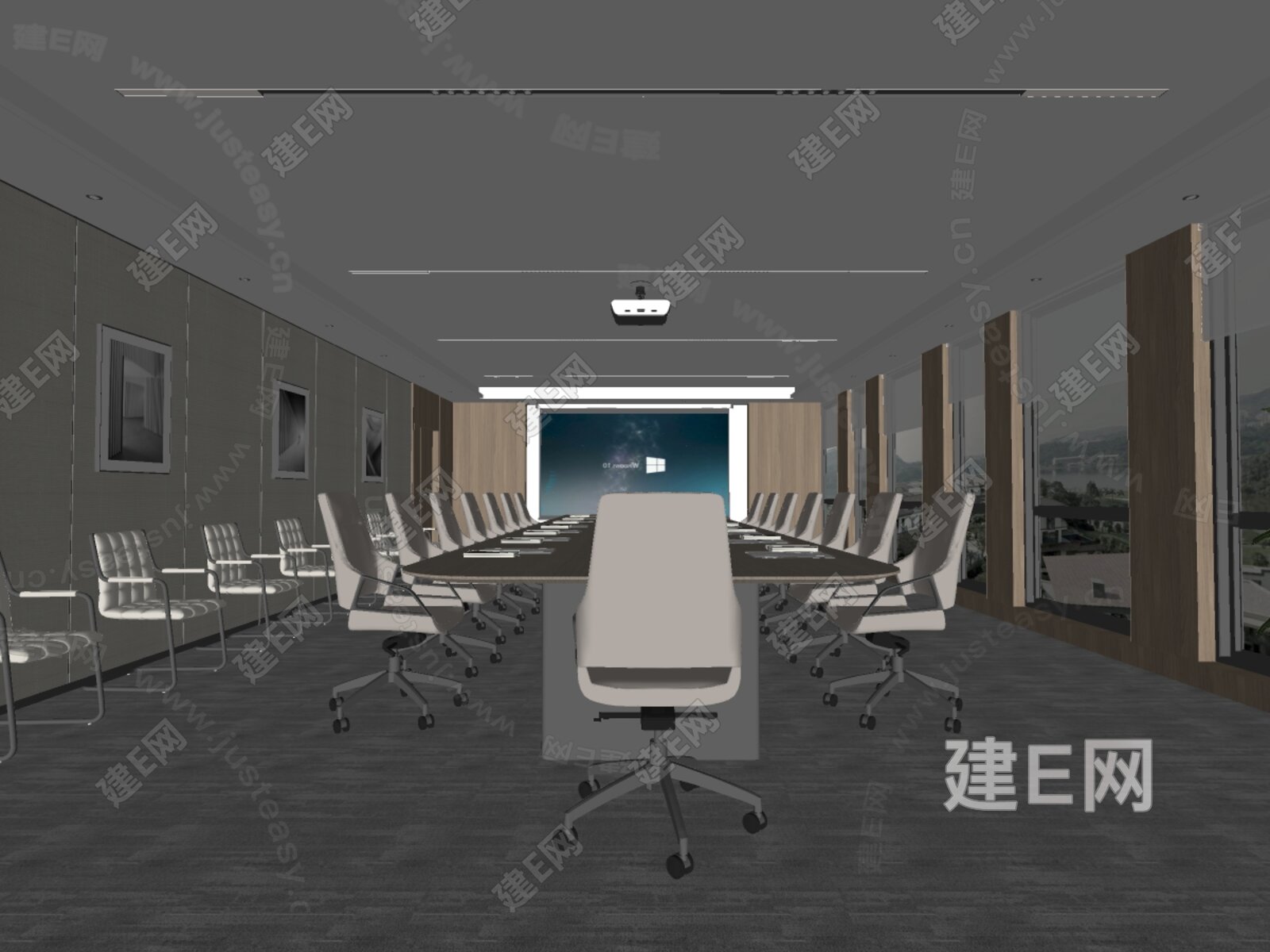 现代会议室模型SU模型下载[ID:116937274]_建E室内设计网