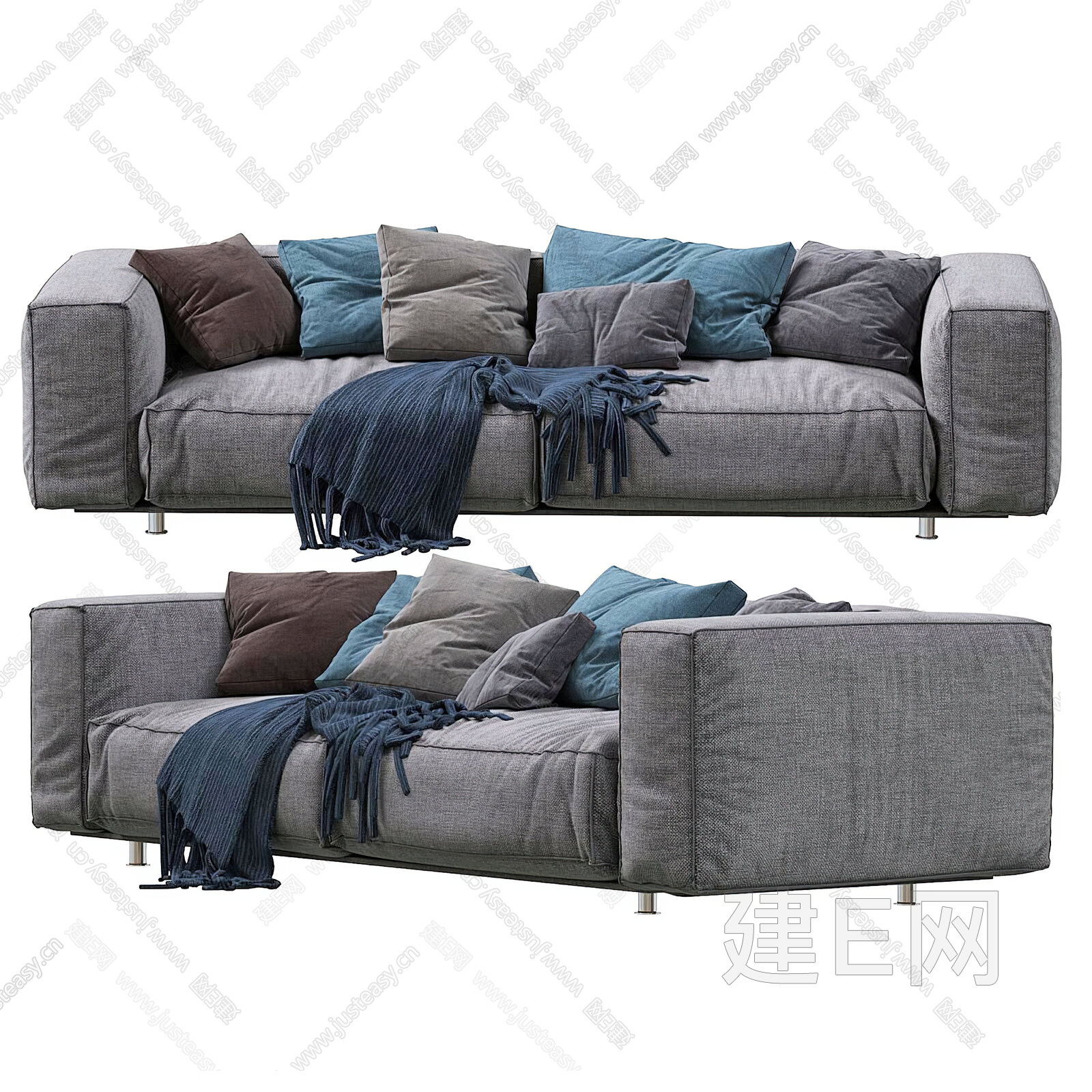 Arflex 现代多人沙发 布艺模型SU模型下载[ID:109335046]_建e网su模型