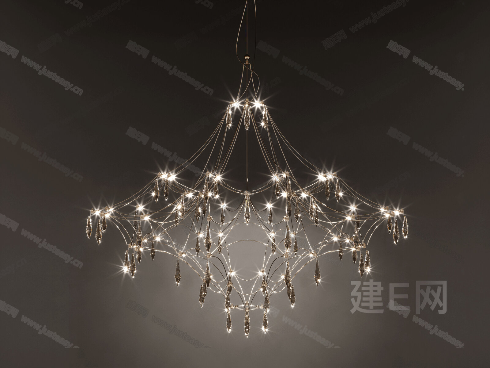 现代轻奢水晶吊灯模型SU模型下载[ID:109400828]_建E室内设计网