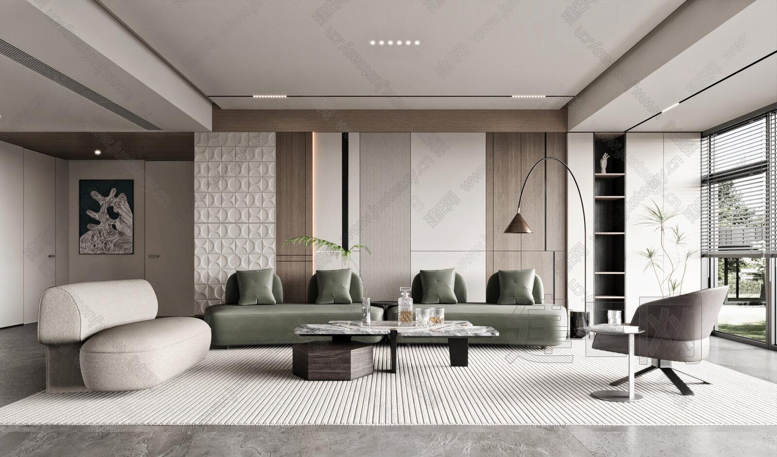现代客厅 模型SU模型下载[ID:109466209]_建e网su模型