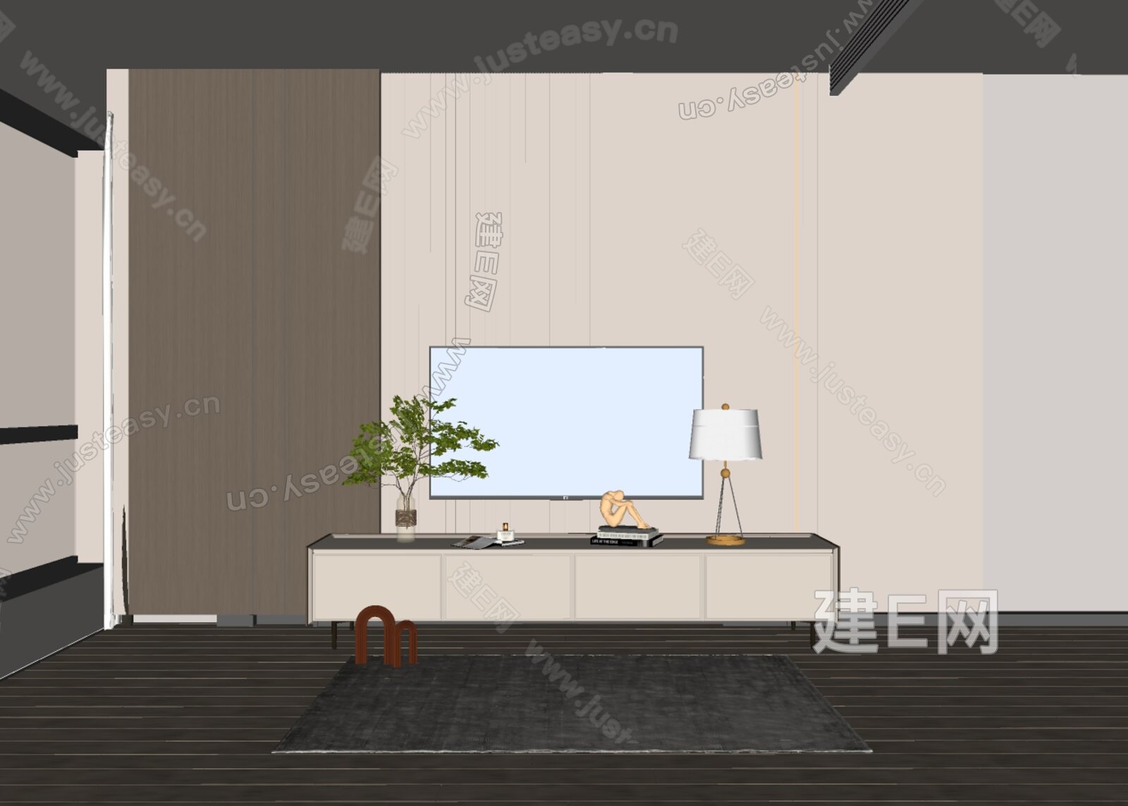 现代电视柜模型SU模型下载[ID:109597297]_建e网su模型