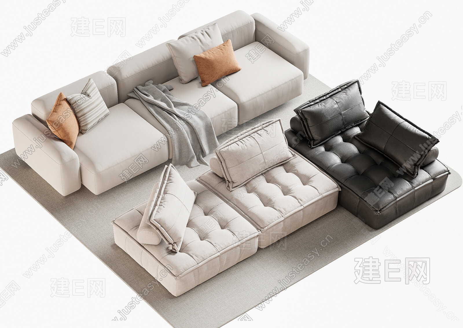 【现代多人沙发3d模型】建e网_现代多人沙发3d模型下载[ID:111500712]_打造3d现代多人沙发模型免费下载平台