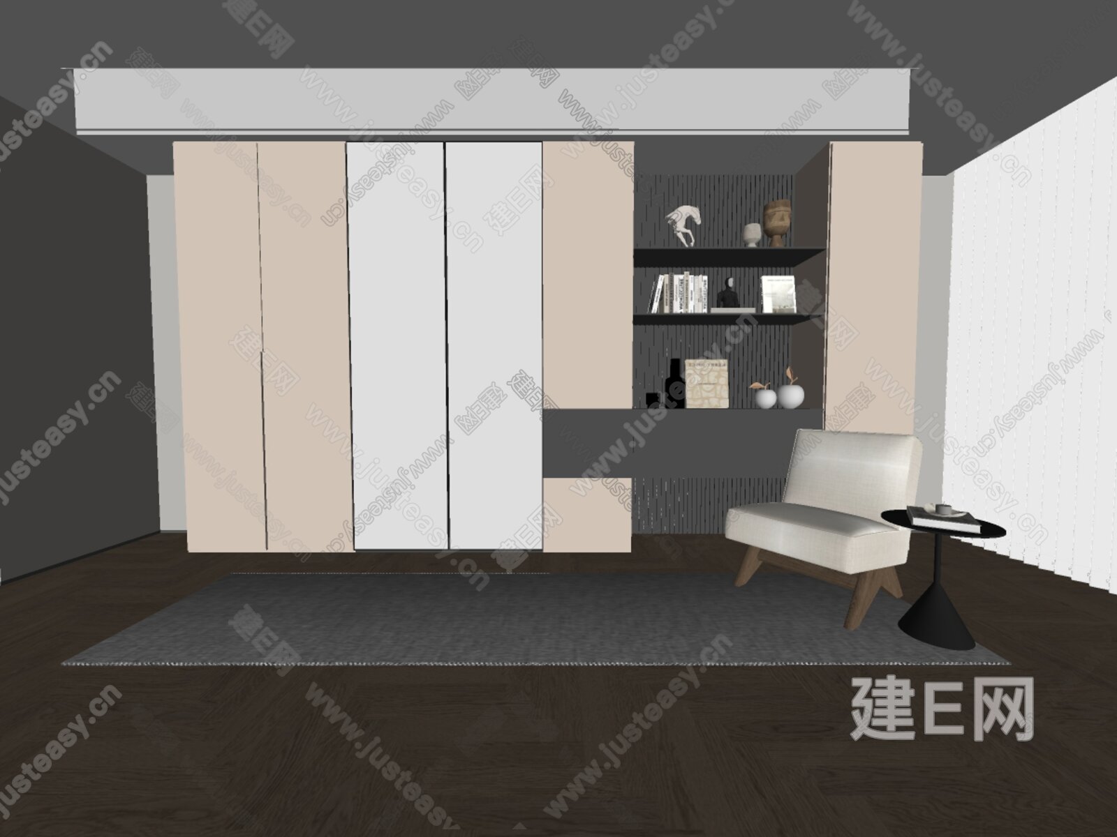 现代书柜 模型SU模型下载[ID:110449252]_建e网su模型