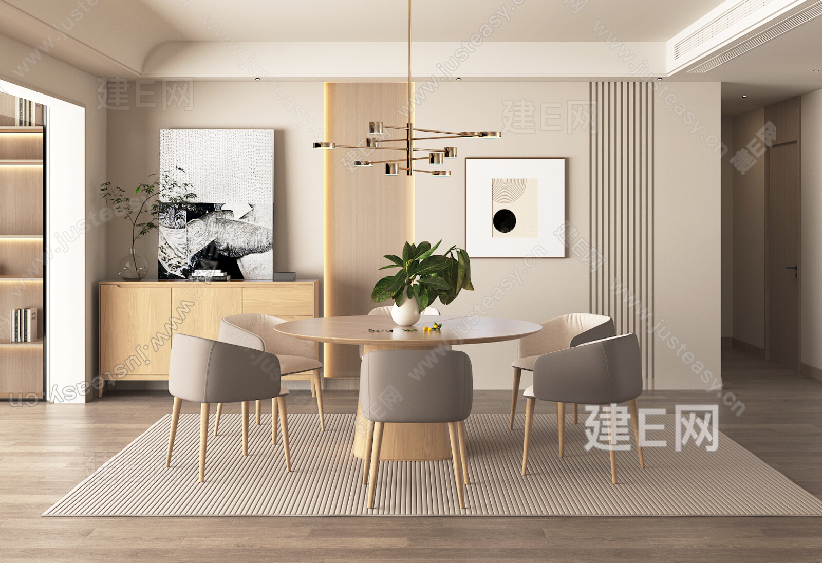 【现代奶油风餐厅3d模型】建e网_现代奶油风餐厅3d模型下载[ID:111369633]_打造3d现代奶油风餐厅模型免费下载平台