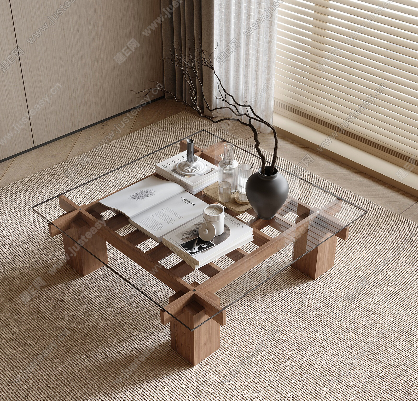 现代茶几模型SU模型下载[ID:110187129]_建E室内设计网
