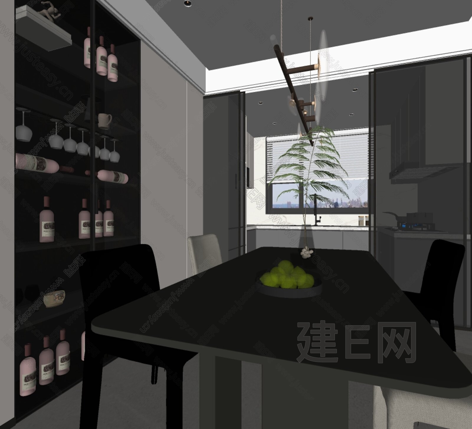 现代餐厅模型SU模型下载[ID:110121570]_建E室内设计网