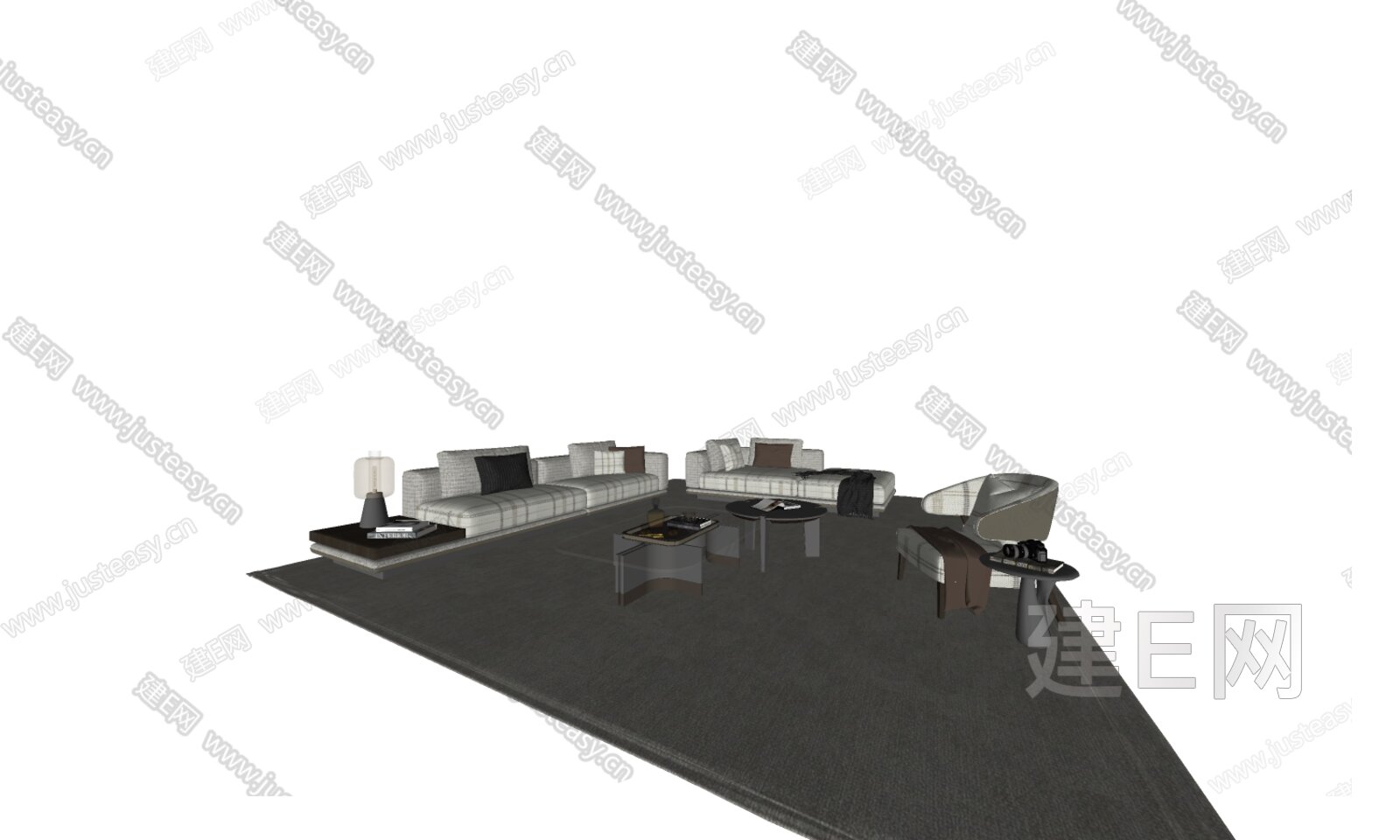 Minotti 米洛提客厅现代沙发组合模型SU模型下载[ID:110711345]_建e网su模型