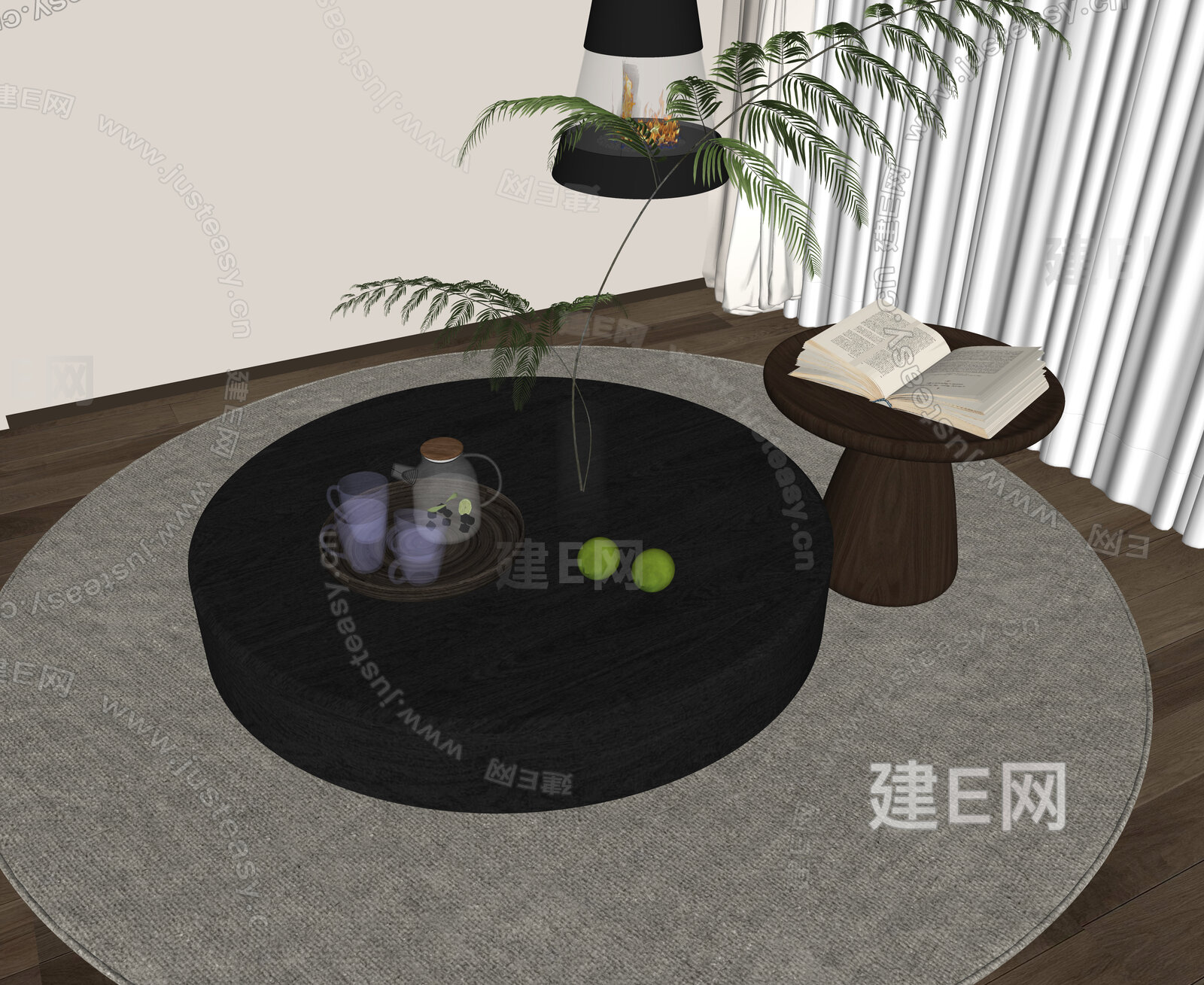 现代茶几模型SU模型下载[ID:110842614]_建E室内设计网