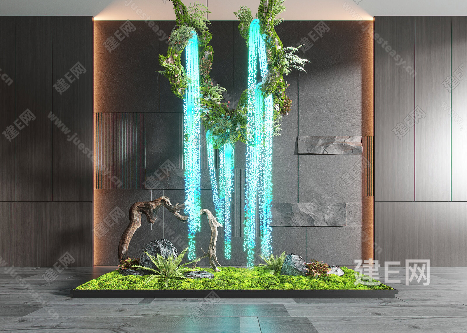 现代室内造景模型SU模型下载[ID:111563327]_建E室内设计网