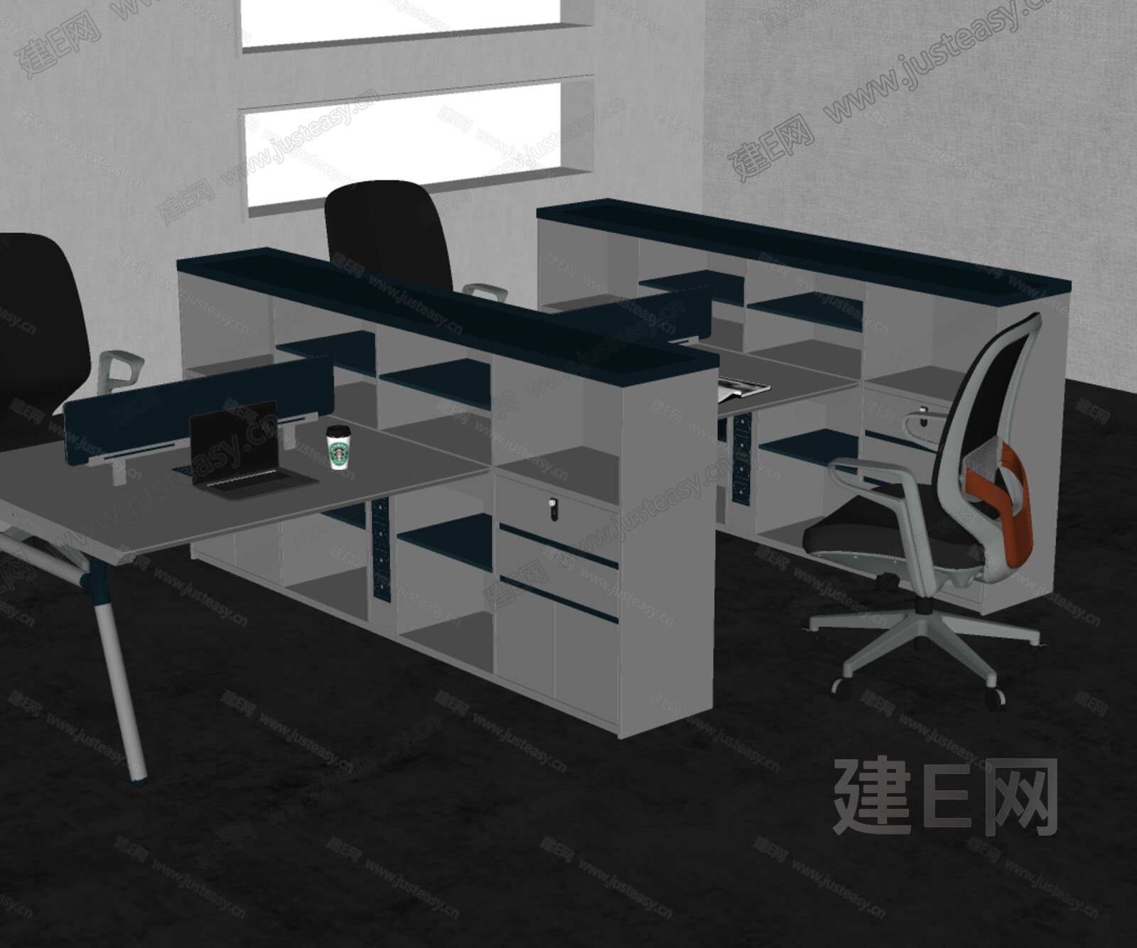 办公桌 员工桌 模型SU模型下载[ID:111563438]_建E室内设计网