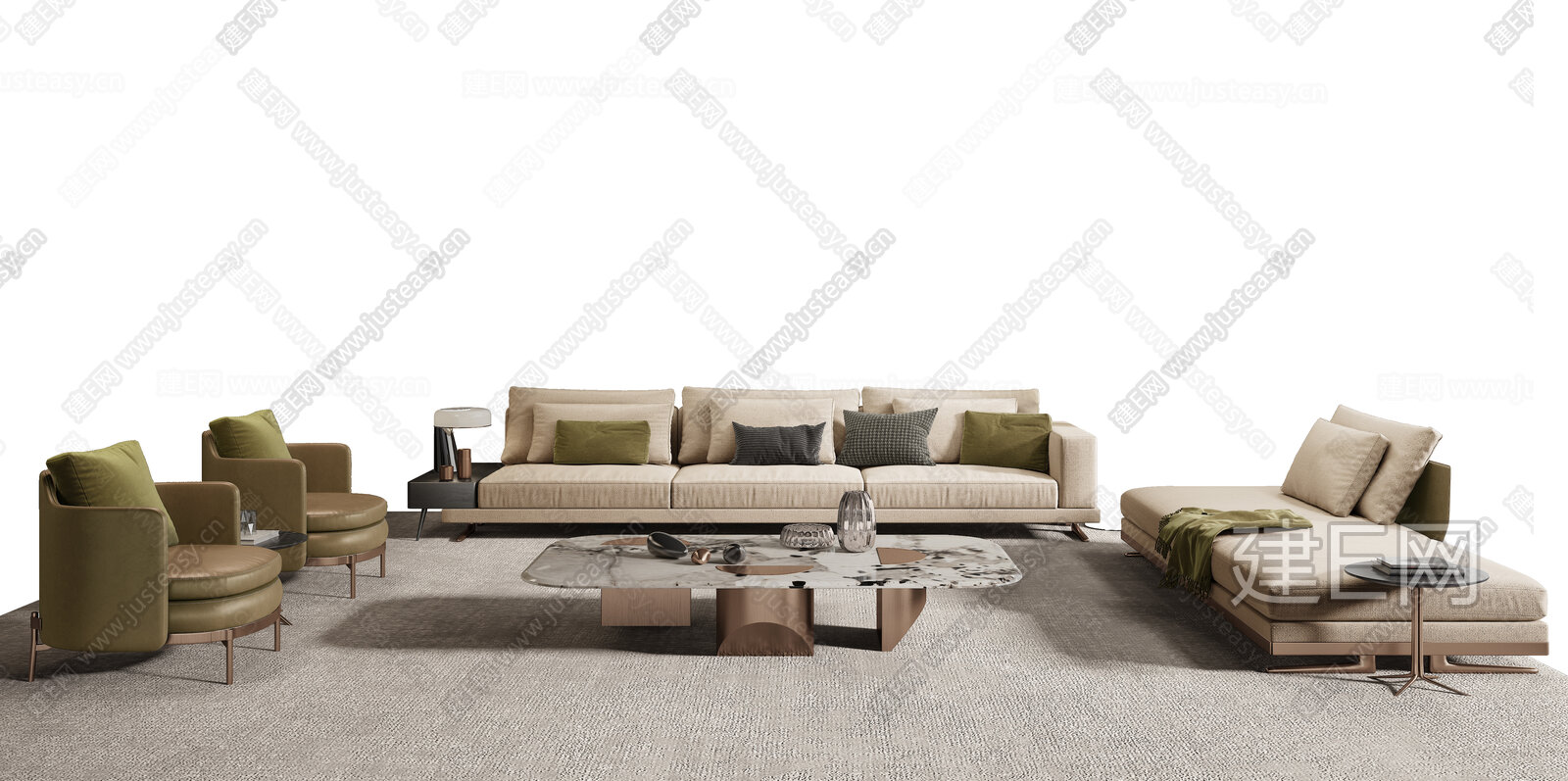 Minotti 米洛提现代沙发茶几组合模型SU模型下载[ID:105272775]_建e网su模型