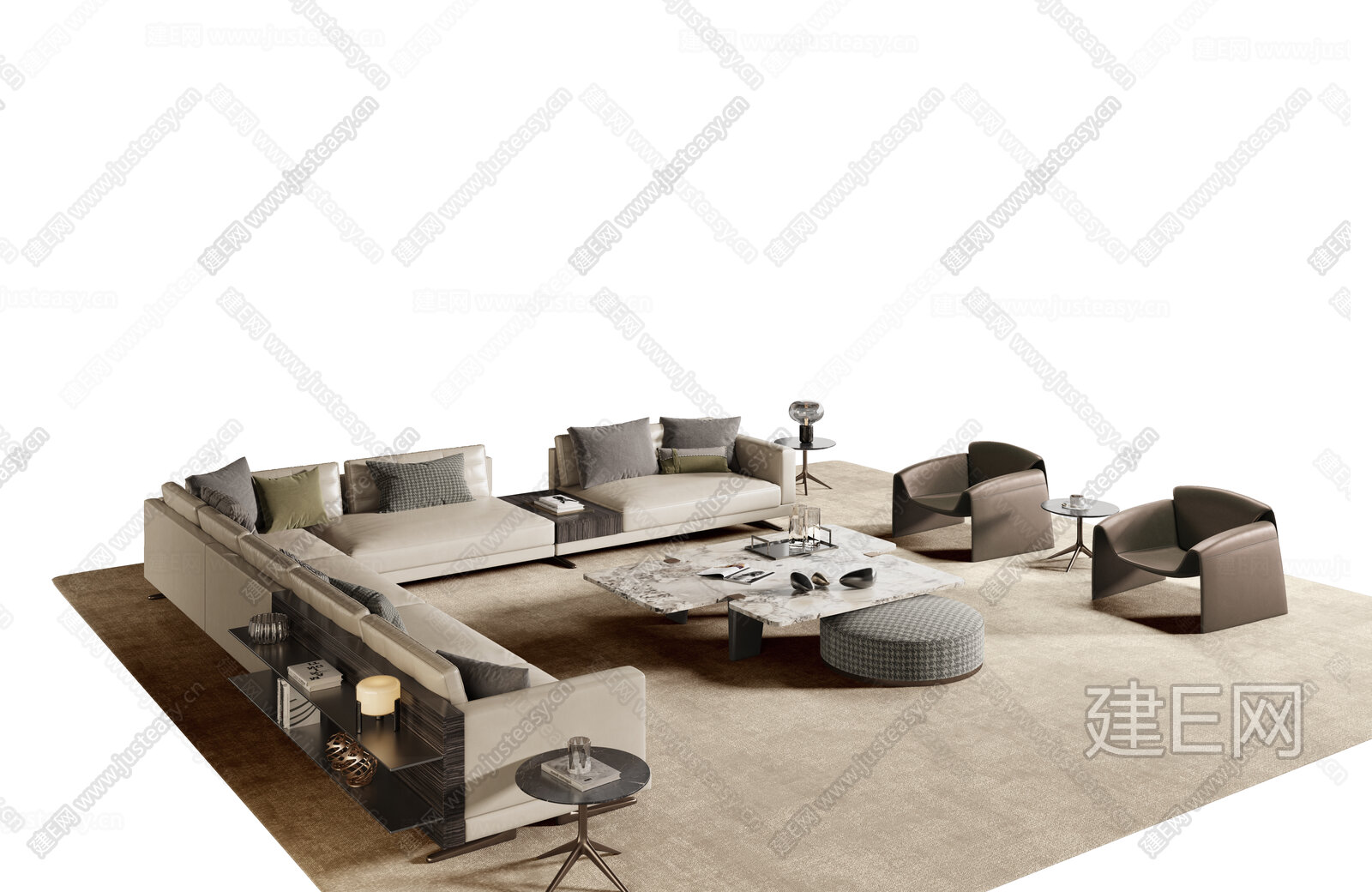 Minotti 米洛提现代客厅模型SU模型下载[ID:111956632]_建E室内设计网