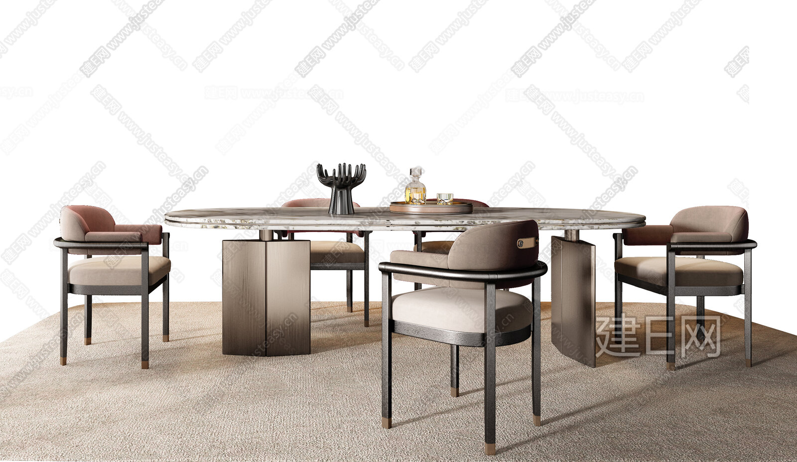 Minotti 米洛提现代餐桌椅组合模型SU模型下载[ID:112546449]_建E室内设计网