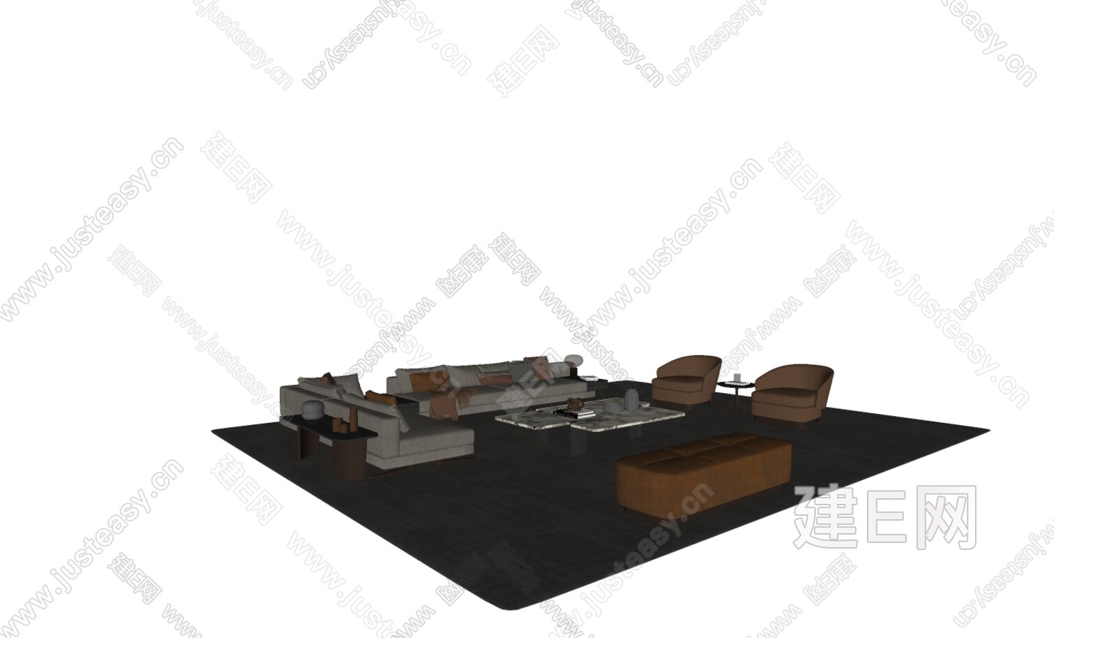 Minotti 米洛提现代客厅模型SU模型下载[ID:111956521]_建E室内设计网
