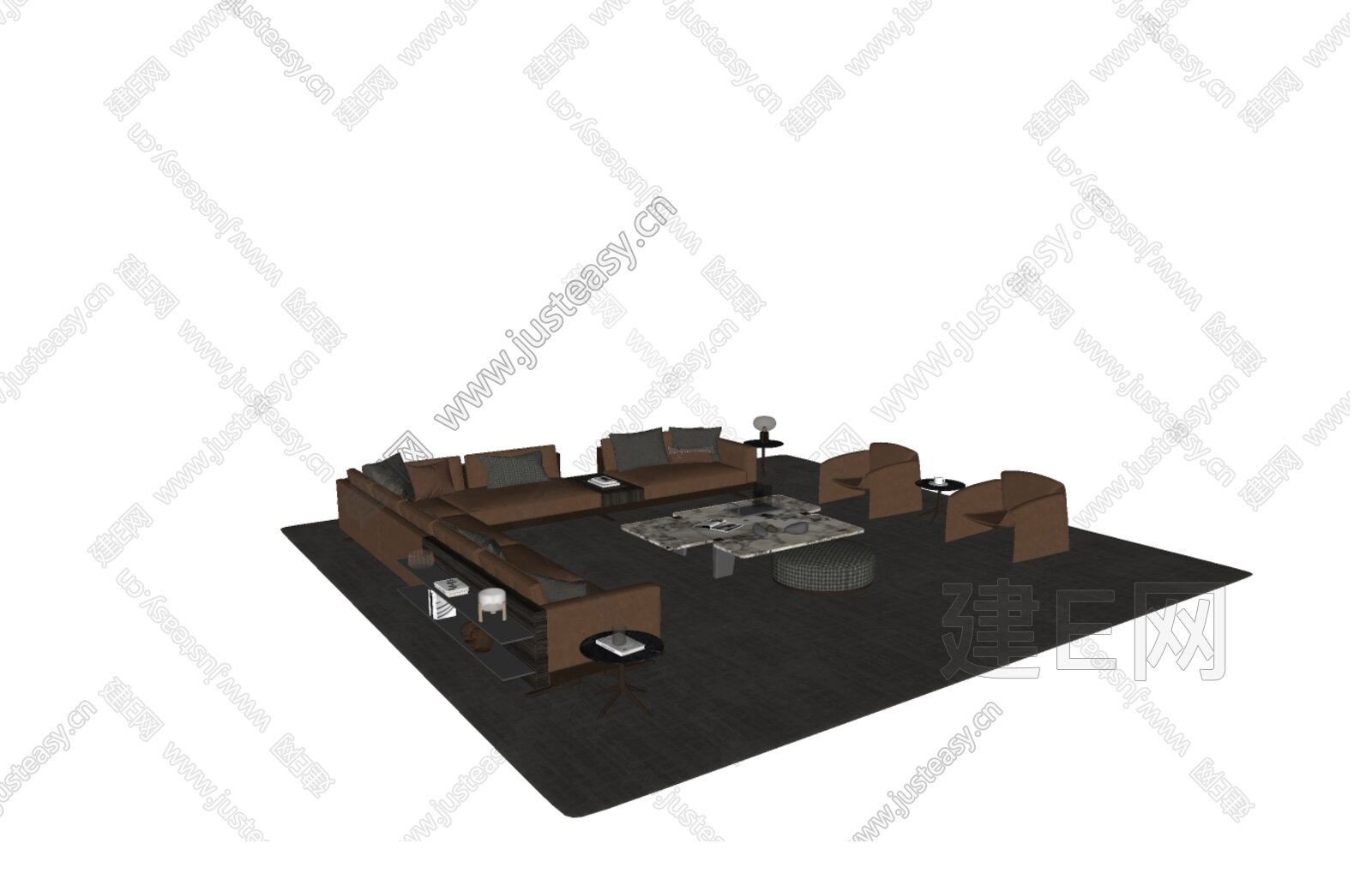 Minotti 米洛提现代客厅模型SU模型下载[ID:111956632]_建E室内设计网