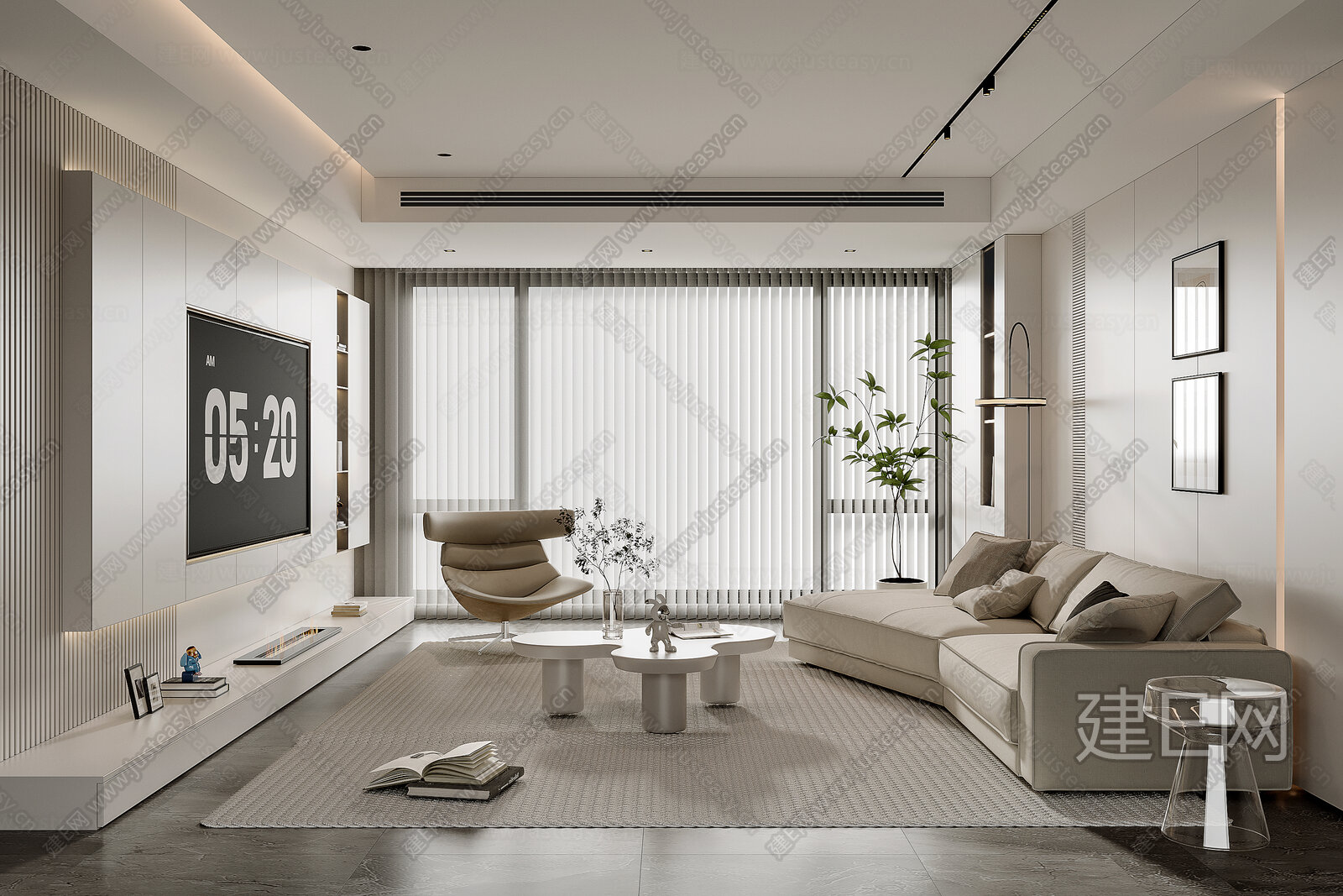 【现代客厅3d模型】建E网_现代客厅3d模型下载[ID:105209023]_打造3d现代客厅模型免费下载平台